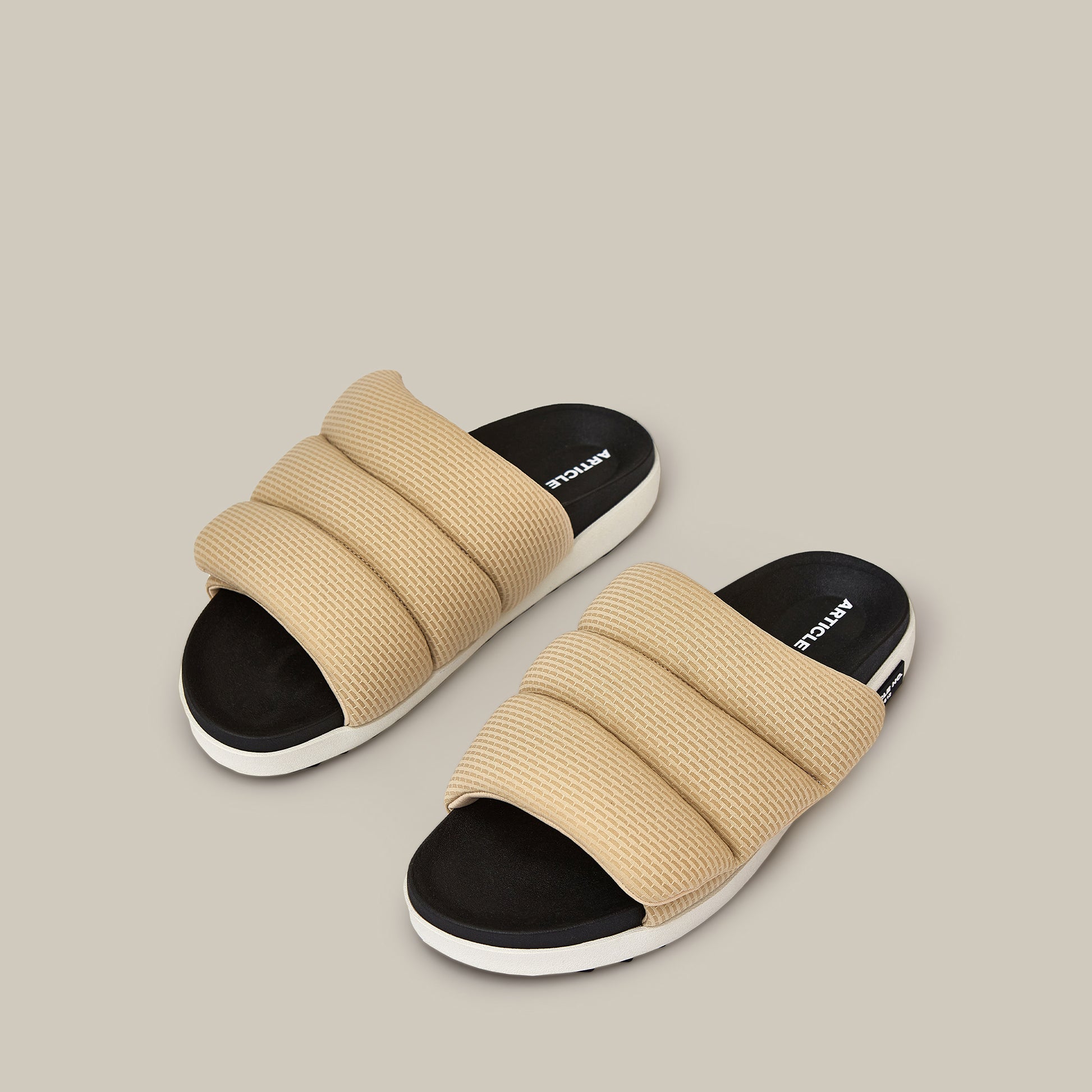 VAGABOND BAND BEIGE PADDED SLIDES