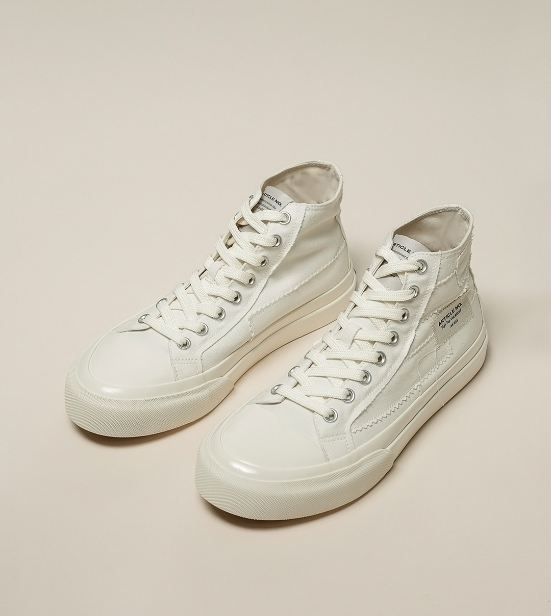 O.G. CLASSIC PATCHWORK HIGH-TOP WHITE SNEAKERS