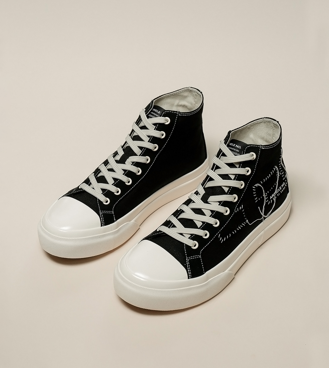 O.G. CLASSIC PATCHWORK HIGH-TOP BLACK SNEAKERS