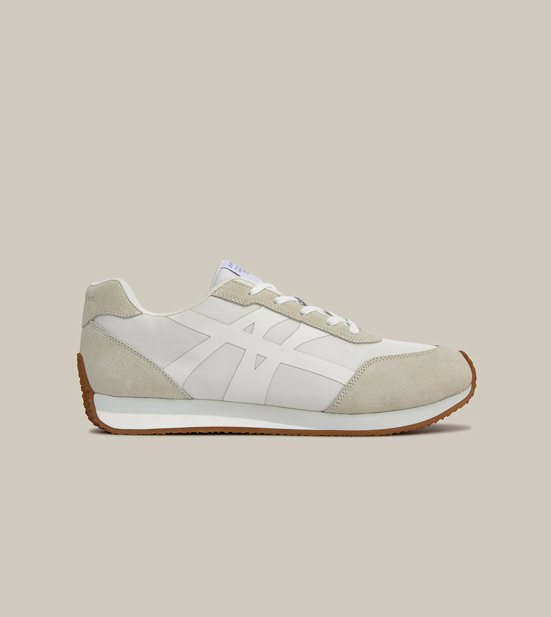 DUNE LOW-TOP KHAKI AND WHITE LOGO RUNNER