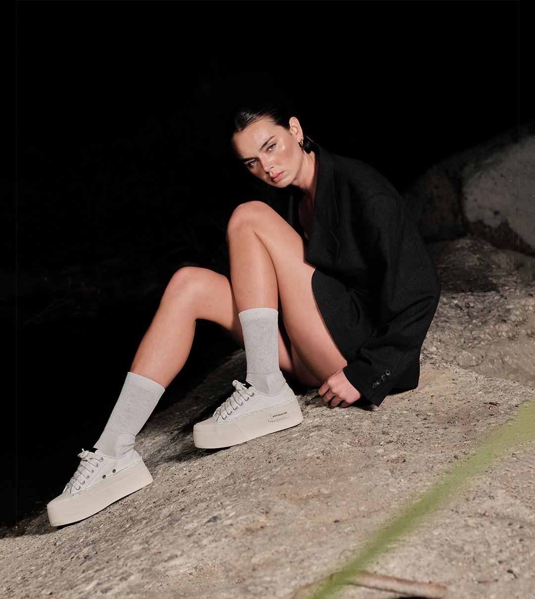 O.G. Classic AN Logo Platform White Sneakers