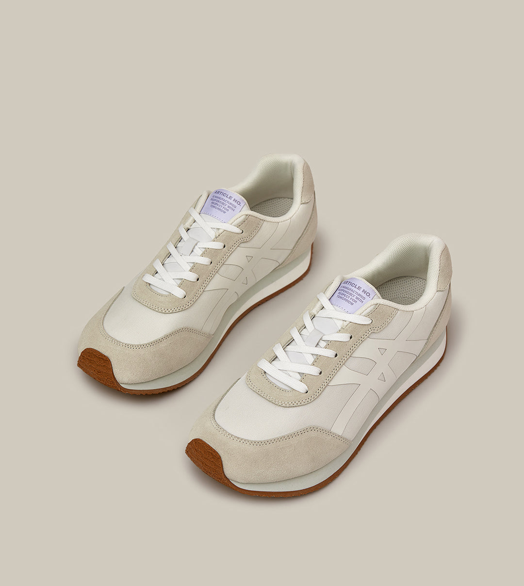 DUNE LOW-TOP KHAKI AND WHITE LOGO RUNNER