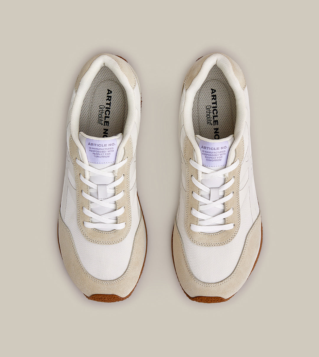 DUNE LOW-TOP KHAKI AND WHITE LOGO RUNNER