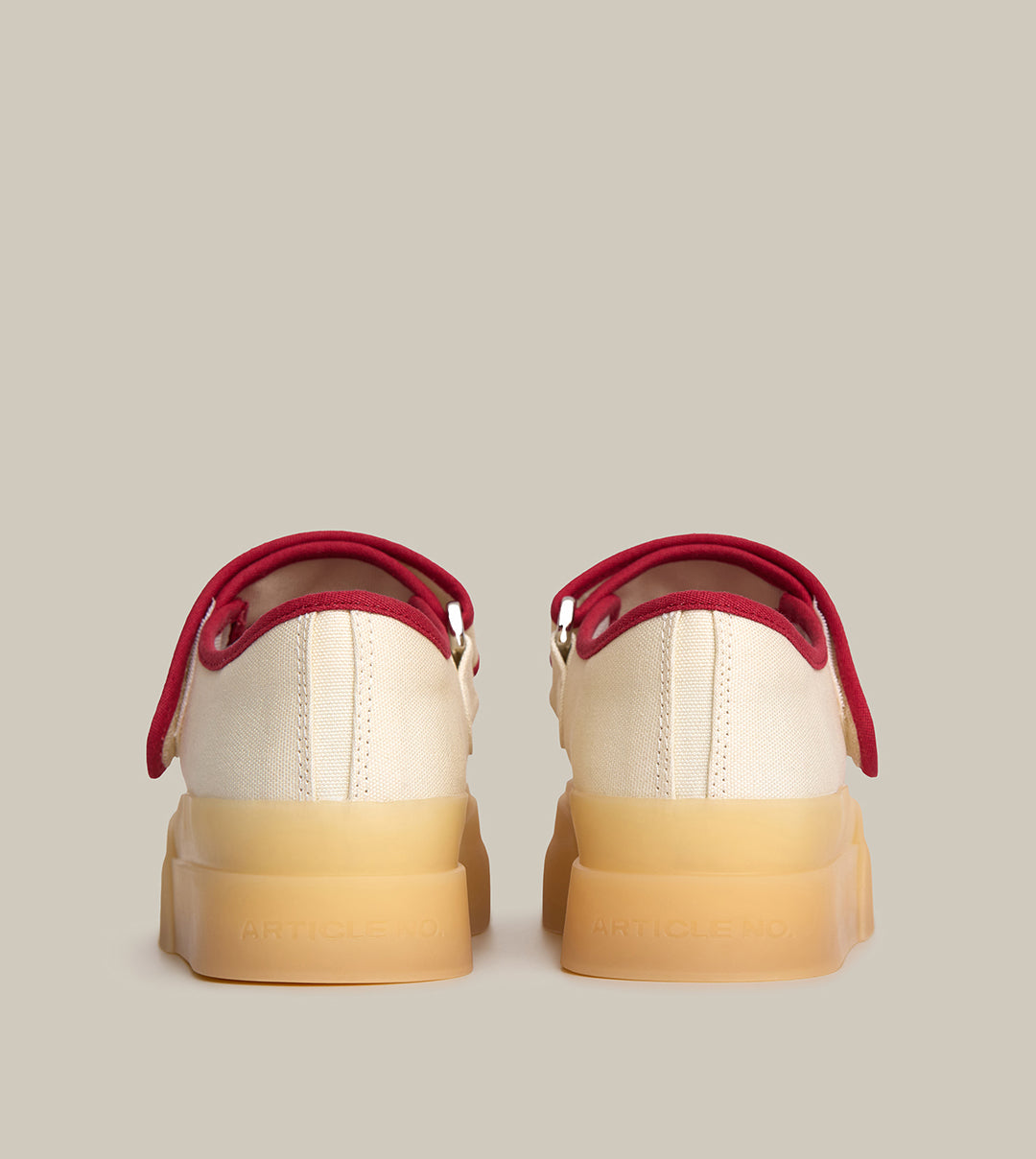 DOWNTOWN CANVAS MARYJANE IN WHITE AND RED