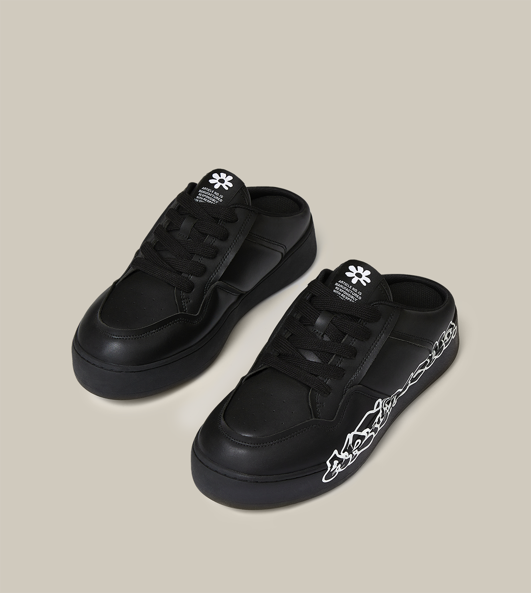 BURGER LOW-TOP GRAFFITI LOGO BLACK BURGER MULE