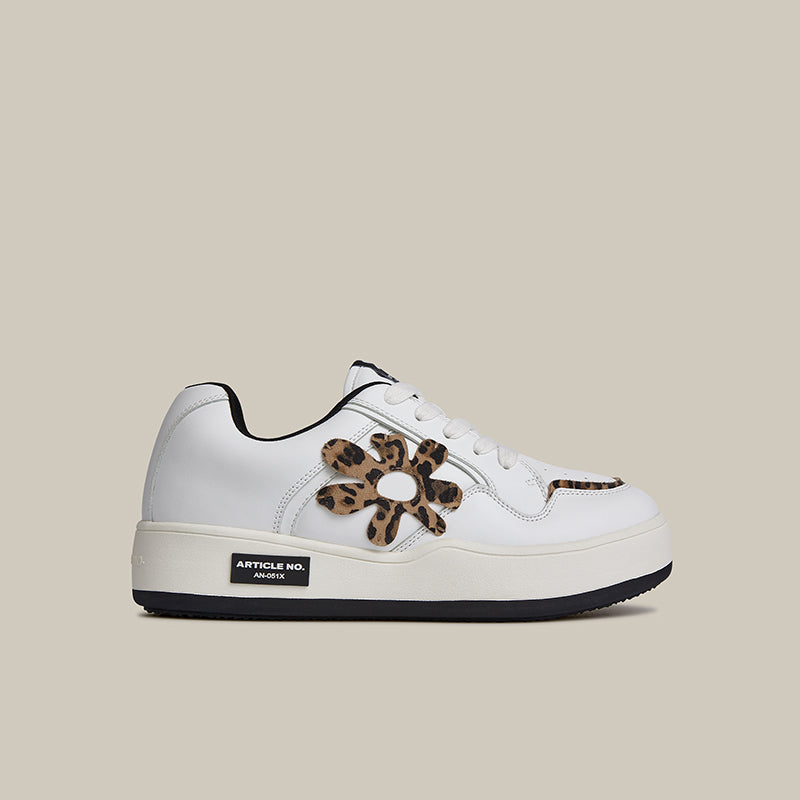 BURGER LEOPARD FLORAL PATCH LOW-TOP SKATE SNEAKER