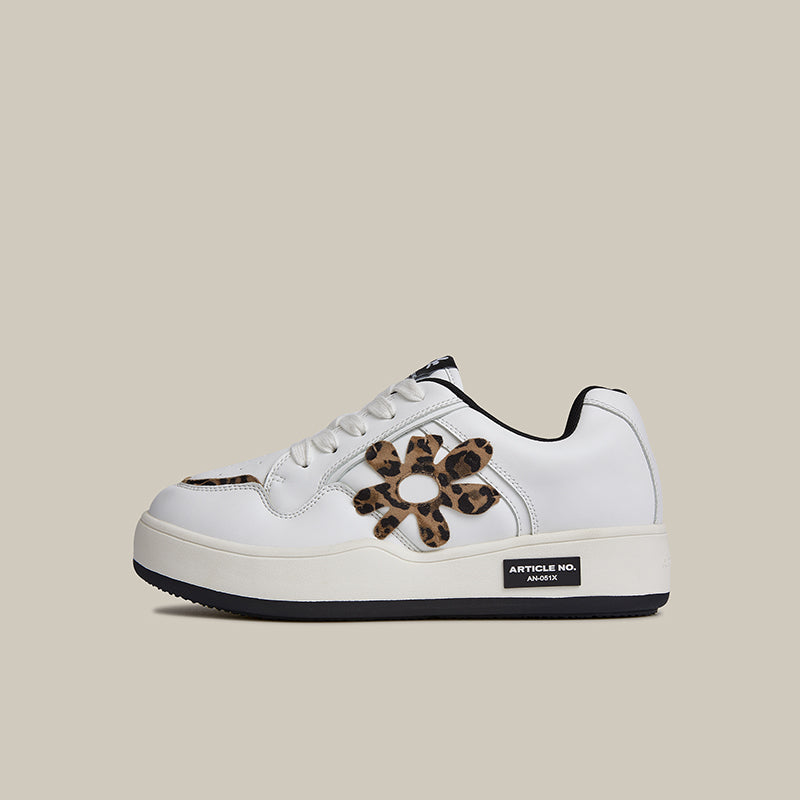 BURGER LEOPARD FLORAL PATCH LOW-TOP SKATE SNEAKER