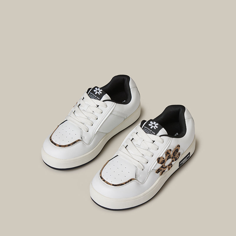 BURGER LEOPARD FLORAL PATCH LOW-TOP SKATE SNEAKER