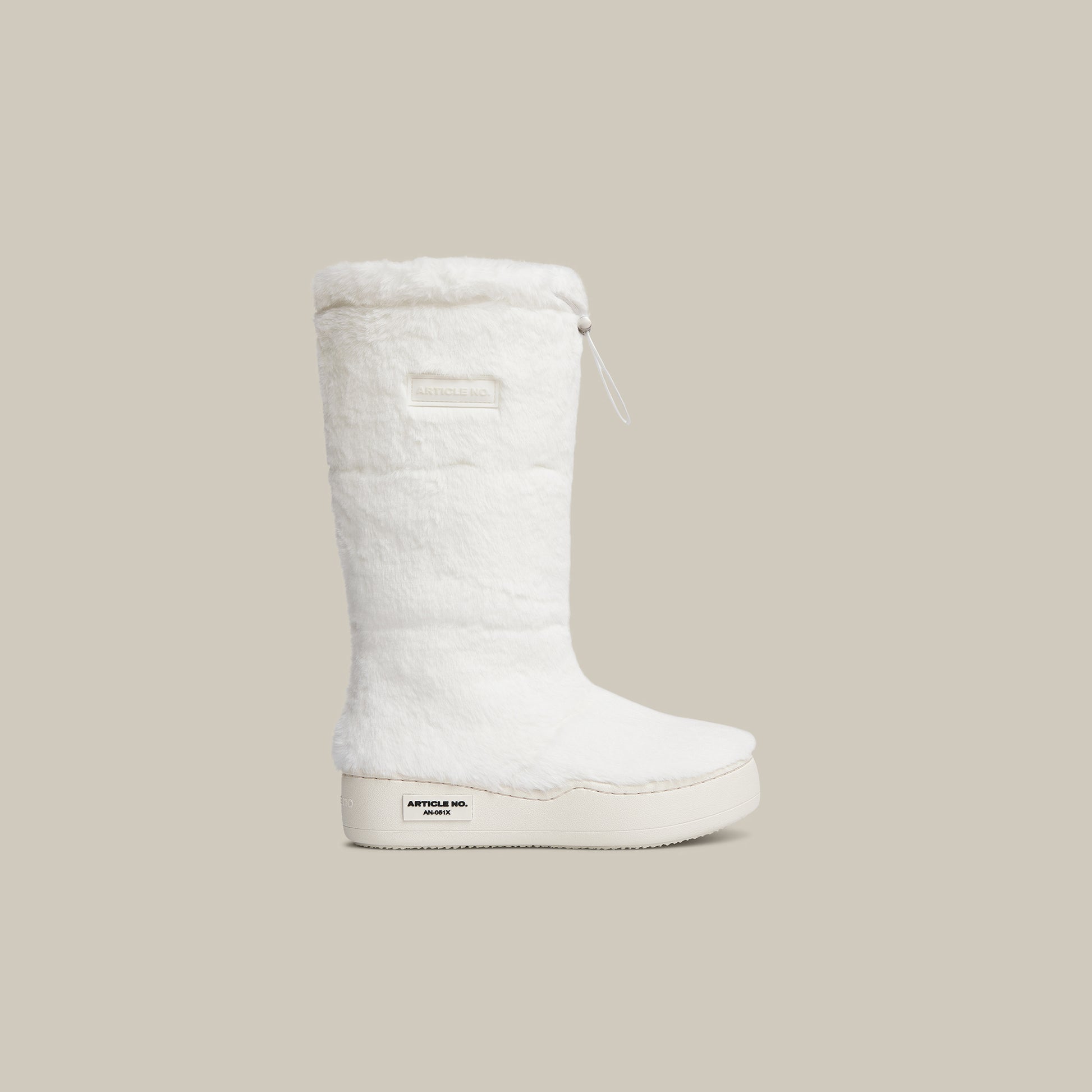 BURGER WHITE FAUX FUR KNEE SNOW BOOTS