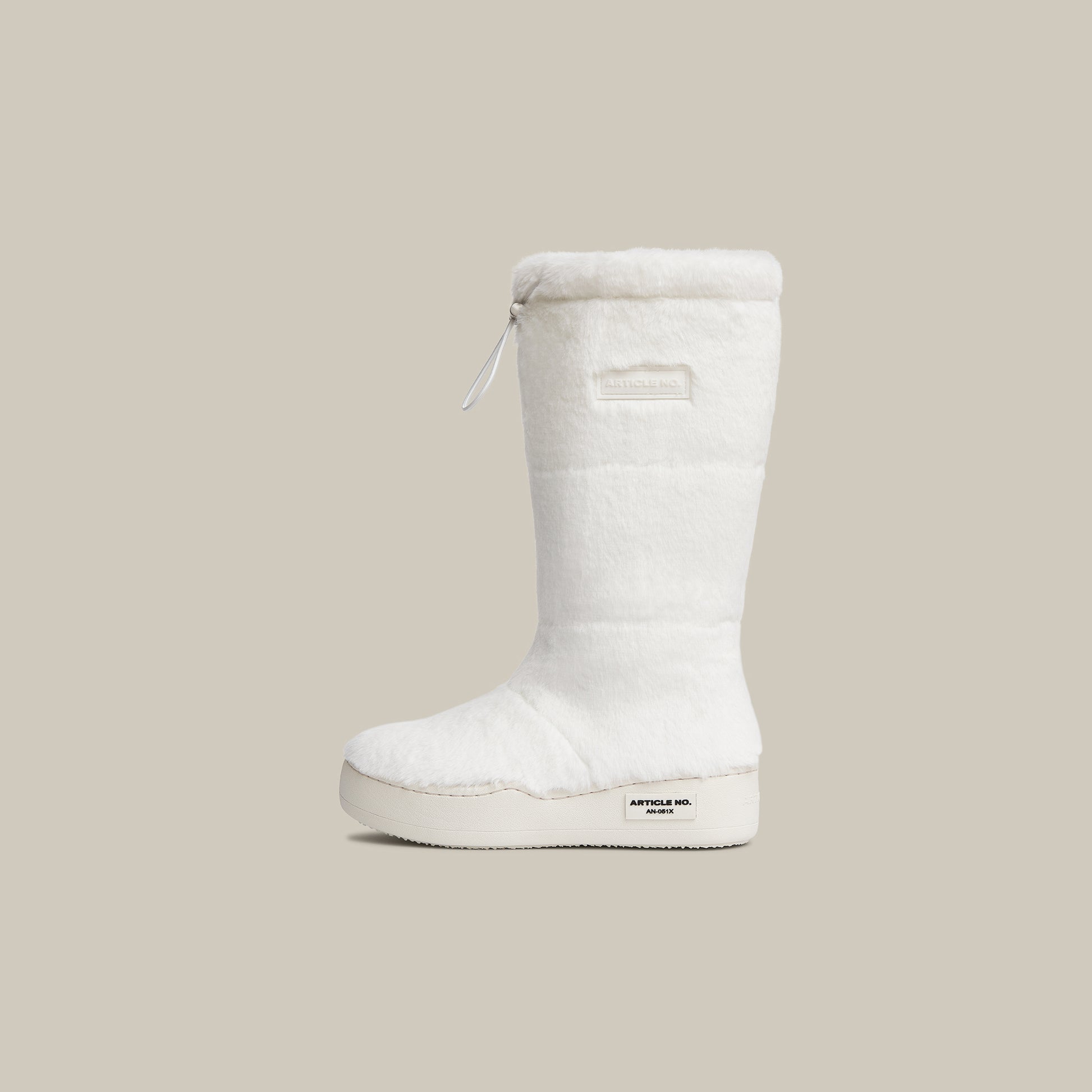 BURGER WHITE FAUX FUR KNEE SNOW BOOTS