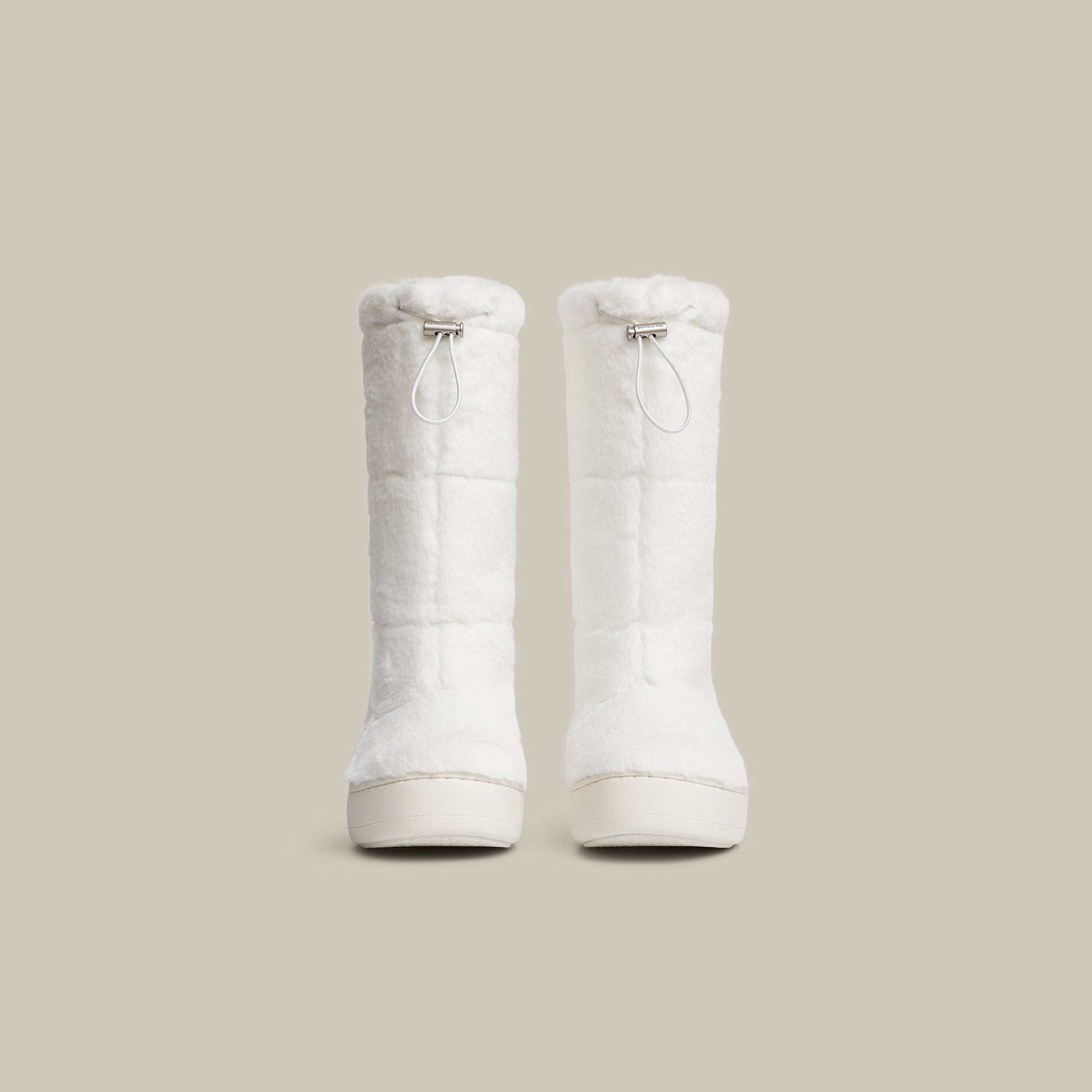 BURGER WHITE FAUX FUR KNEE SNOW BOOTS