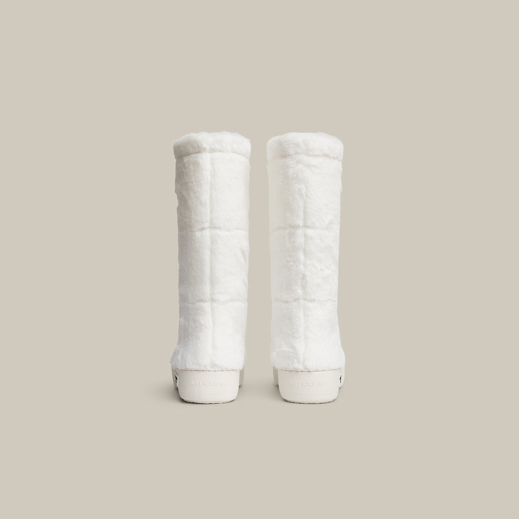 BURGER WHITE FAUX FUR KNEE SNOW BOOTS