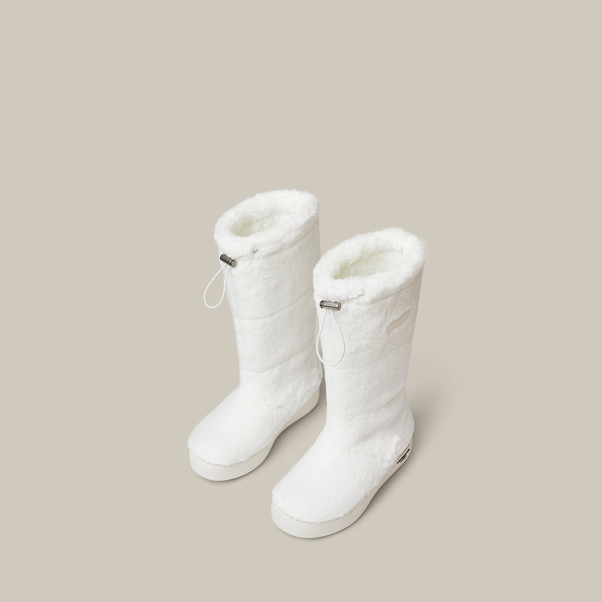 BURGER WHITE FAUX FUR KNEE SNOW BOOTS
