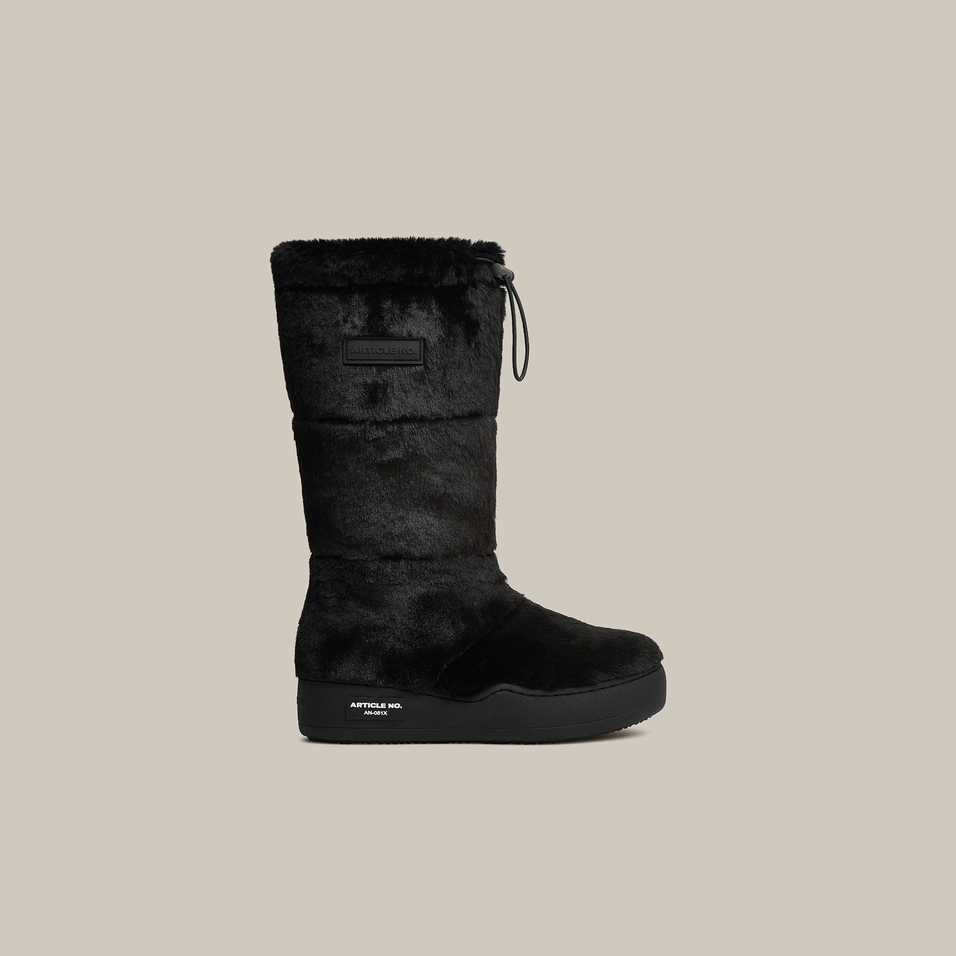 BURGER BLACK FAUX FUR KNEE SNOW BOOTS