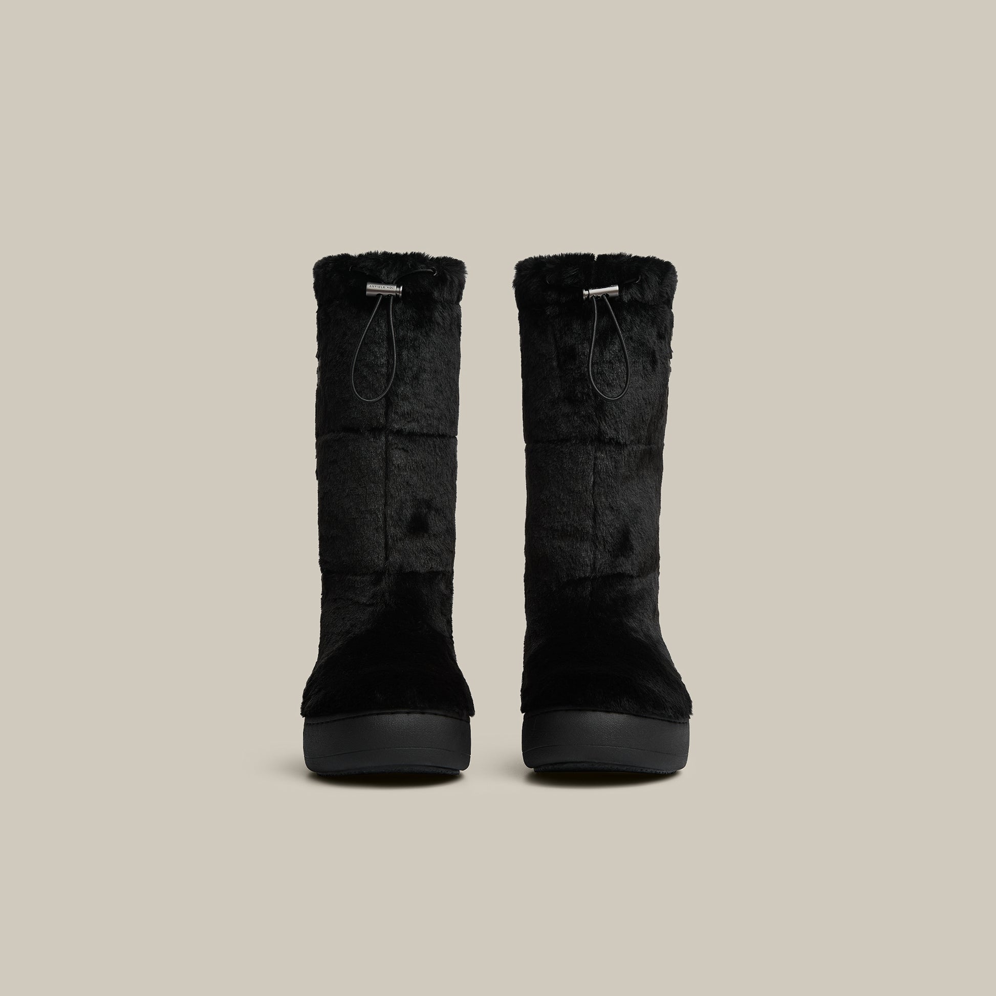 BURGER BLACK FAUX FUR KNEE SNOW BOOTS