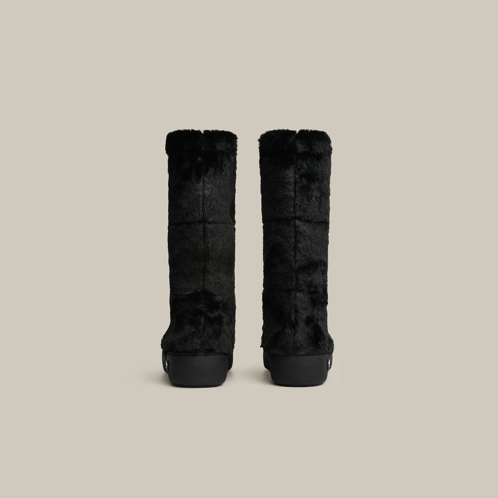 BURGER BLACK FAUX FUR KNEE SNOW BOOTS