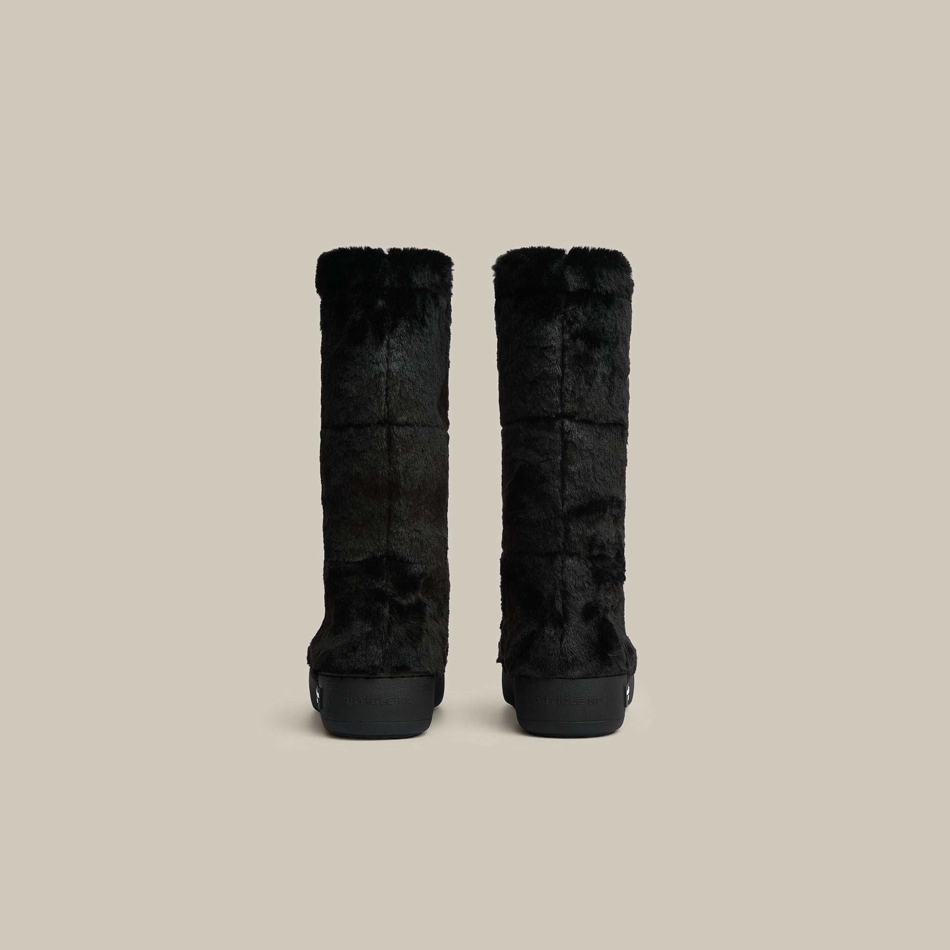 BURGER BLACK FAUX FUR KNEE SNOW BOOTS