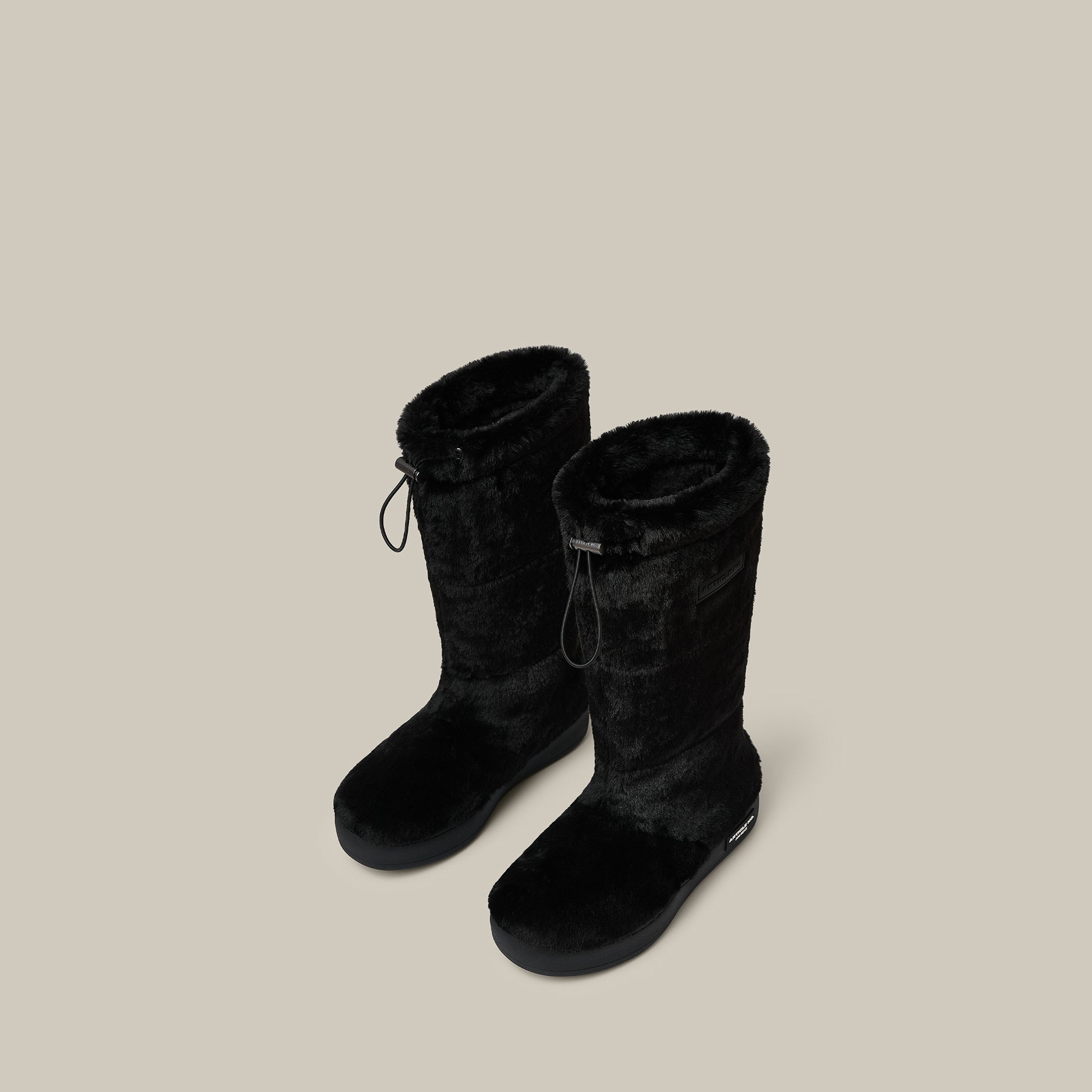 BURGER BLACK FAUX FUR KNEE SNOW BOOTS