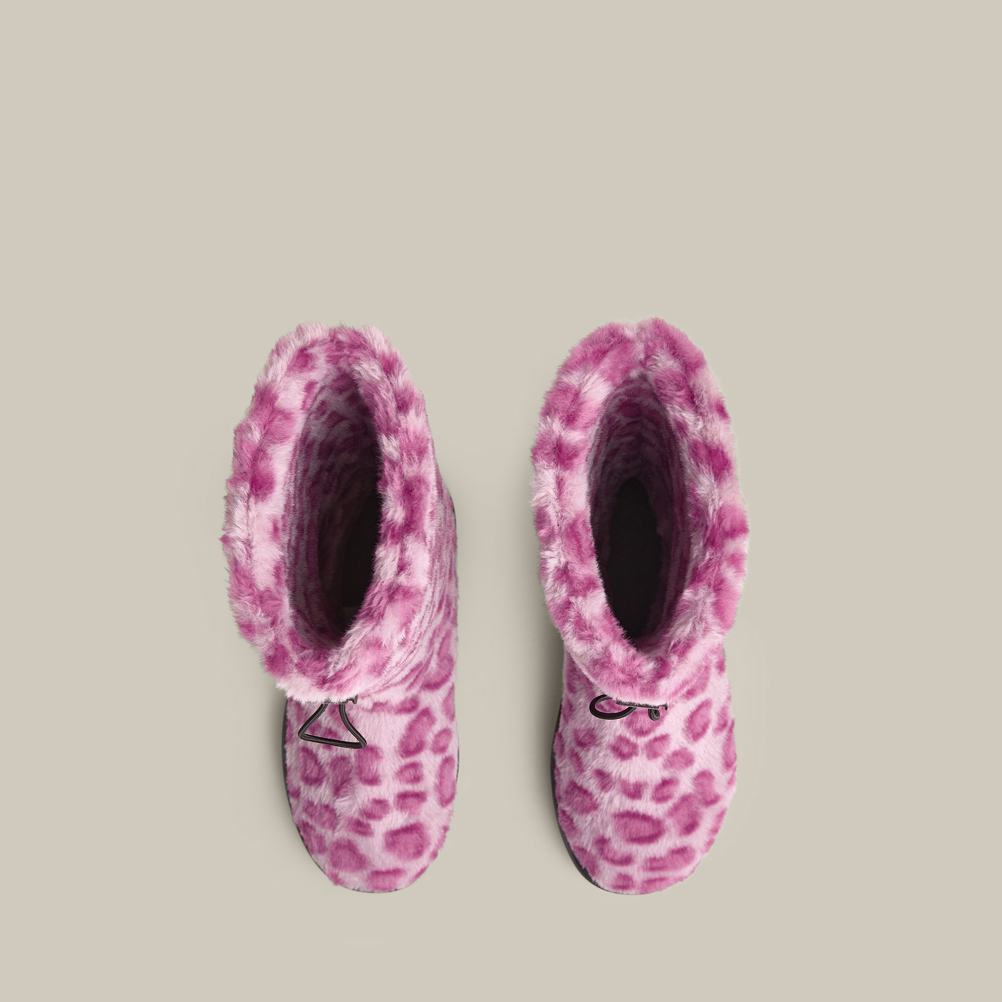 BURGER PINK FAUX FUR KNEE SNOW BOOTS