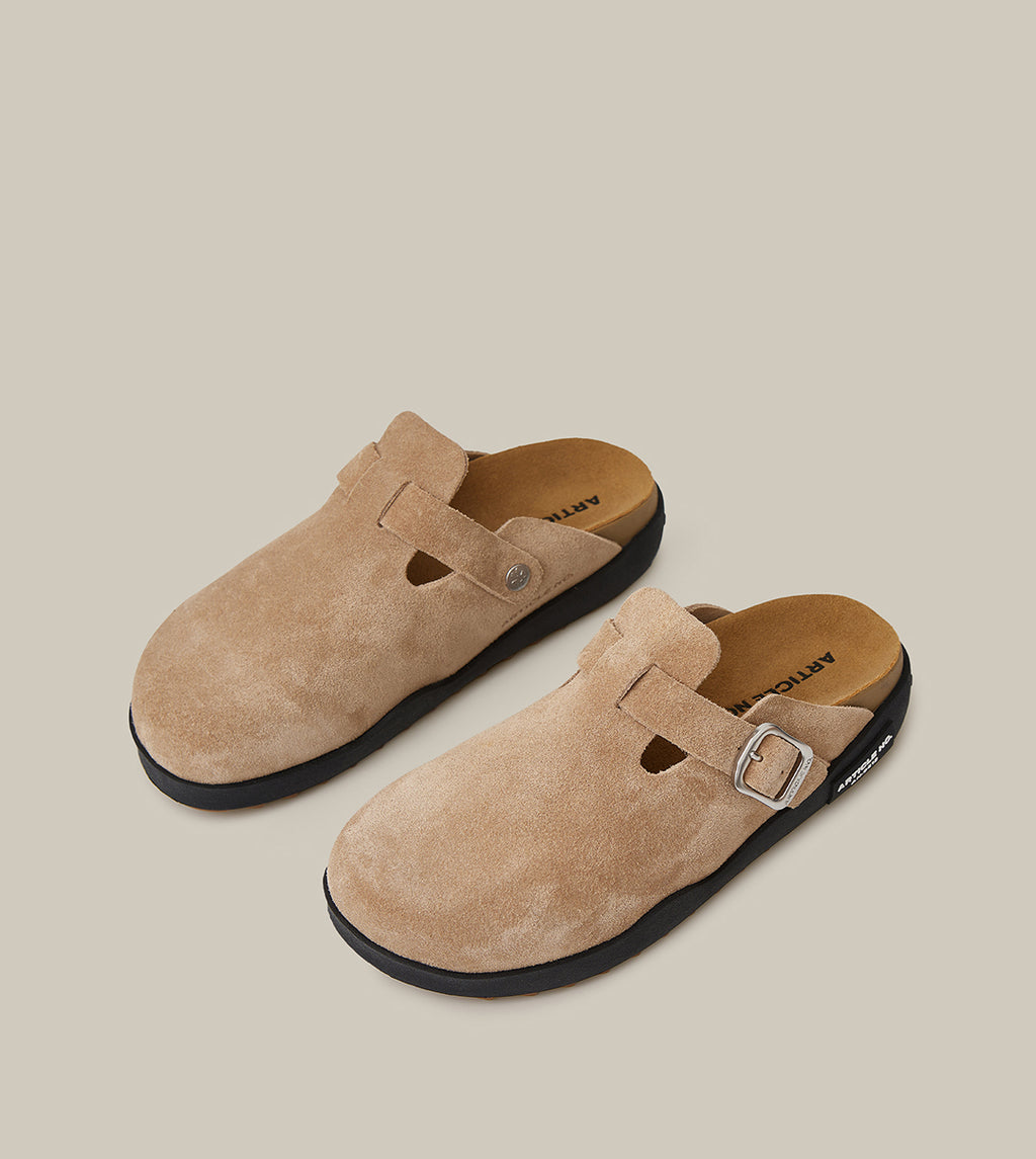 VAGABOND LEATHER BEIGE DRIFT CLOGS
