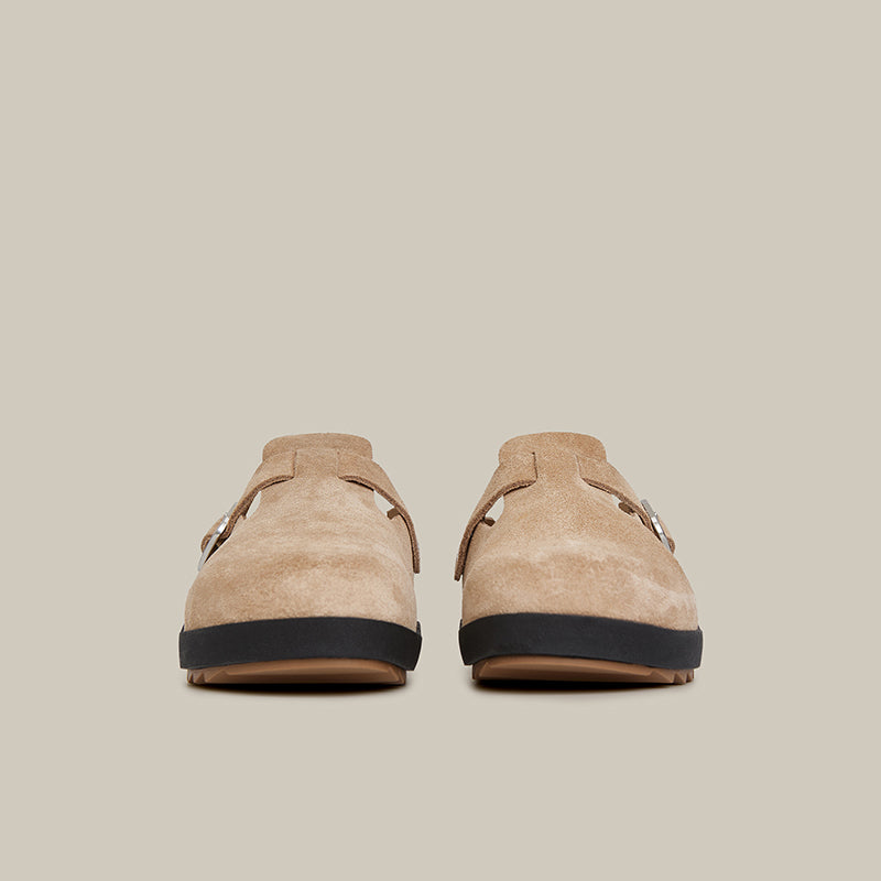 VAGABOND LEATHER BEIGE DRIFT CLOGS
