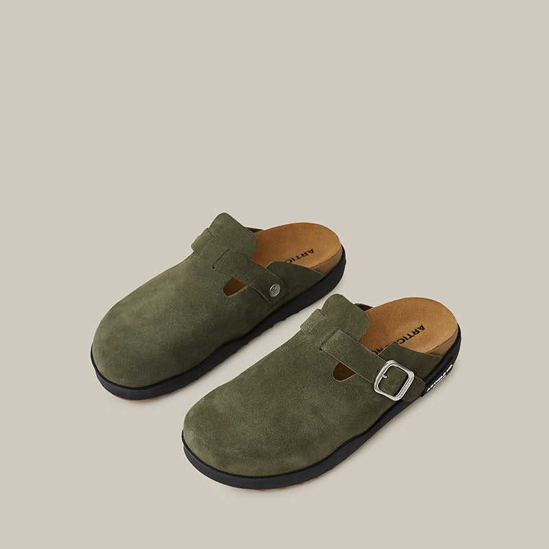 VAGABOND LEATHER DARK GREEN DRIFT CLOGS