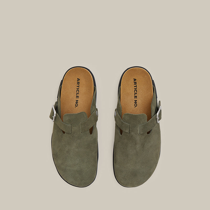 VAGABOND LEATHER DARK GREEN DRIFT CLOGS