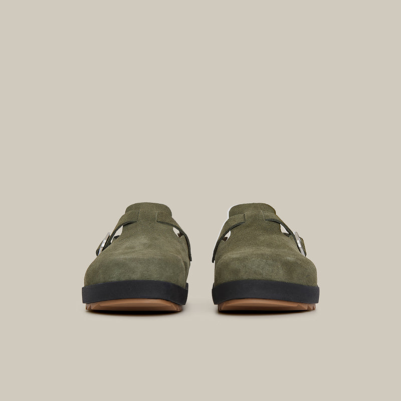 VAGABOND LEATHER DARK GREEN DRIFT CLOGS