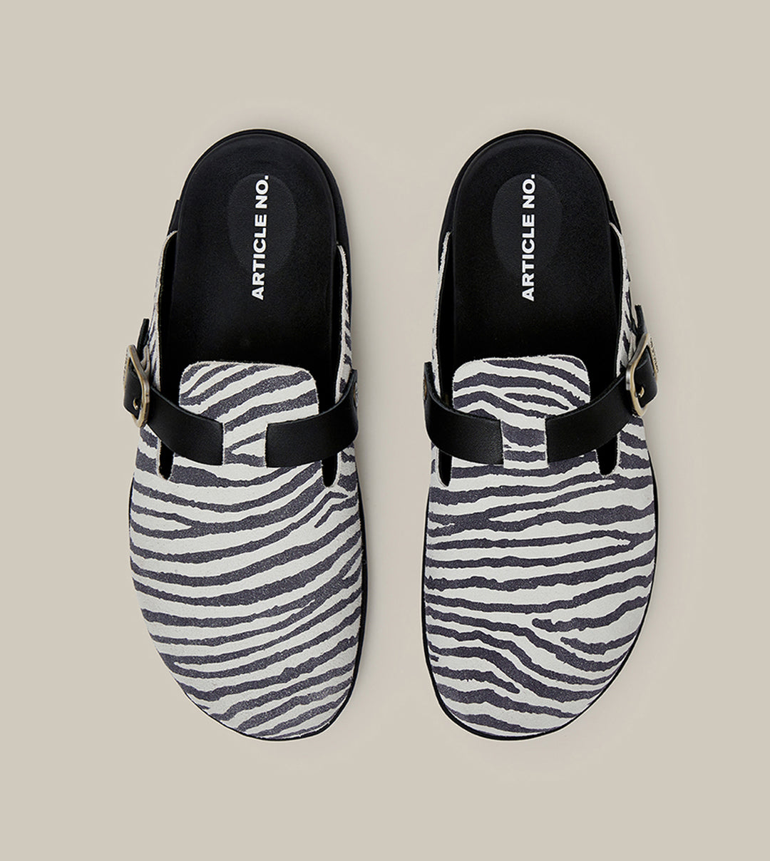 VAGABOND LEATHER ZEBRA PRINT DRIFT CLOGS