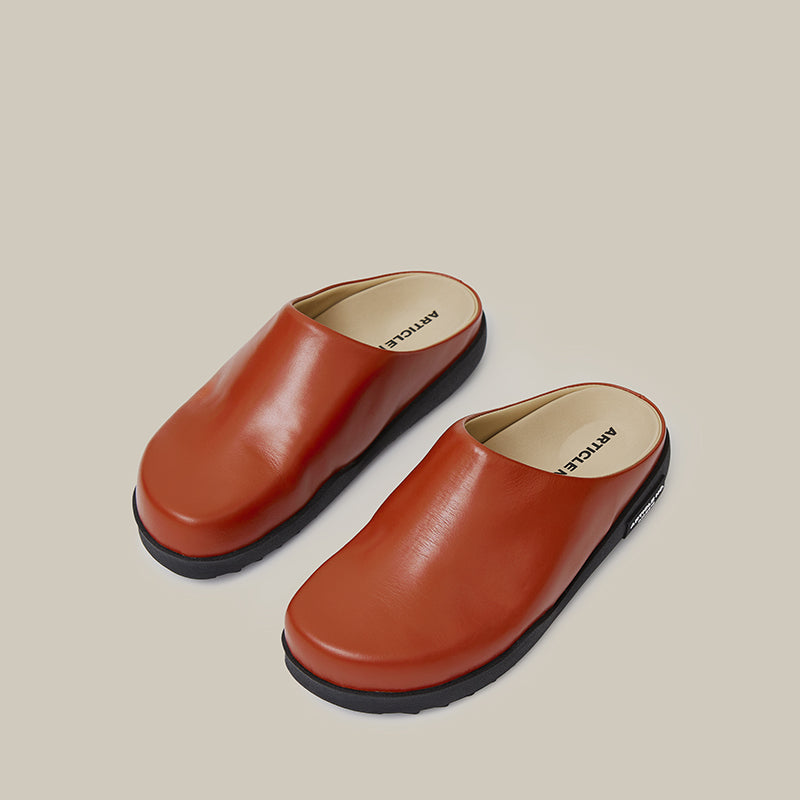 VAGABOND CALF LEATHER BRICK-RED MULE
