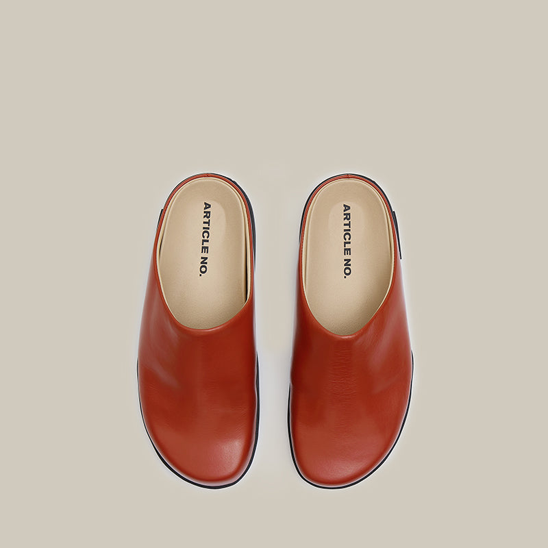 VAGABOND CALF LEATHER BRICK-RED MULE