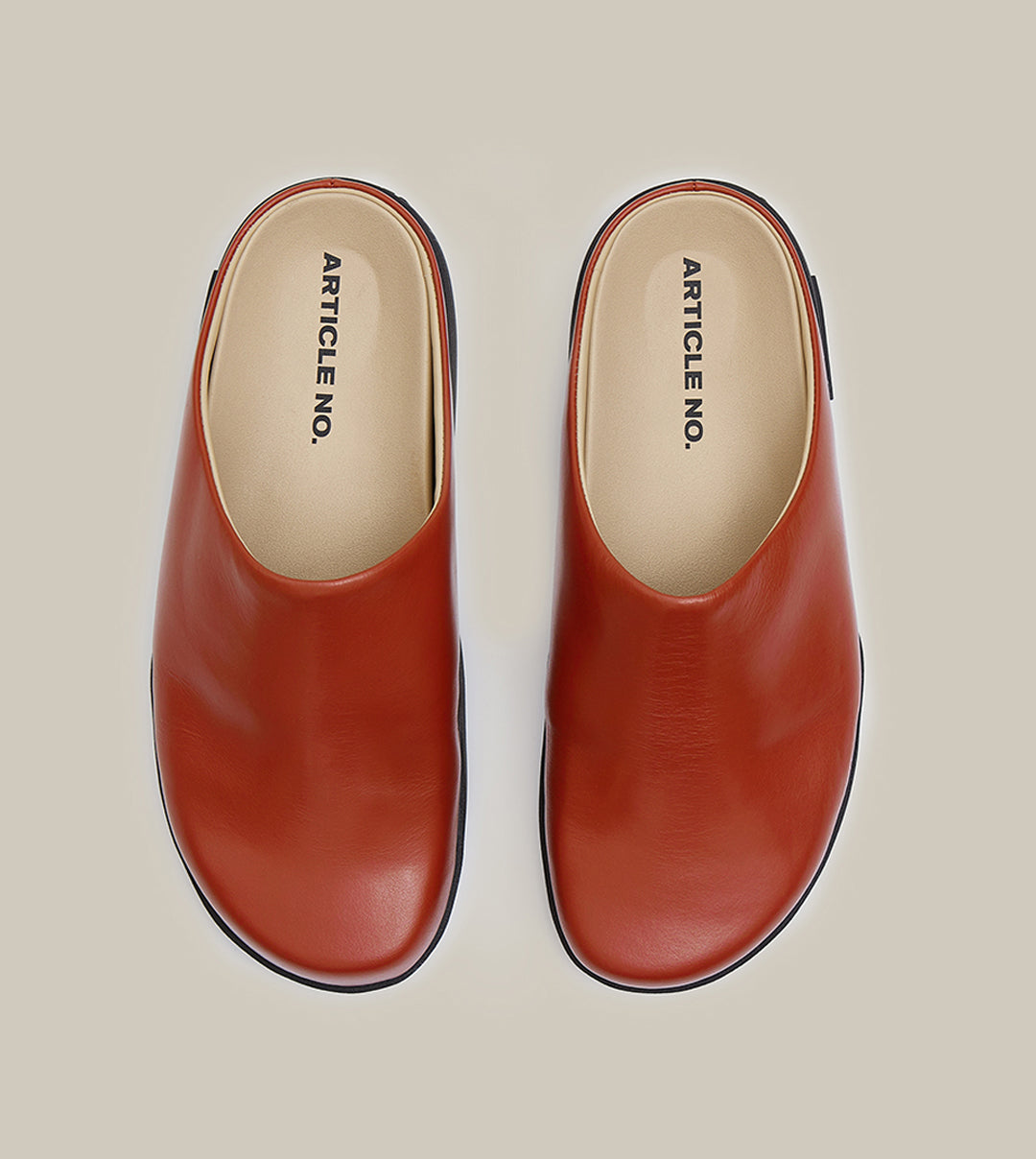 VAGABOND CALF LEATHER BRICK-RED MULE