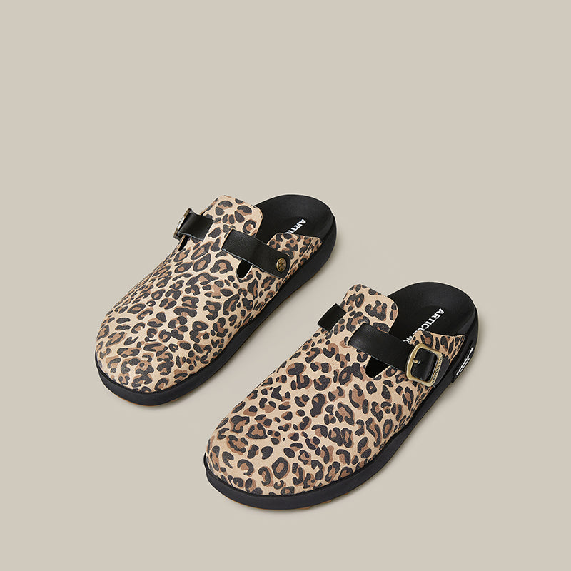 VAGABOND LEATHER LEOPARD DRIFT CLOGS