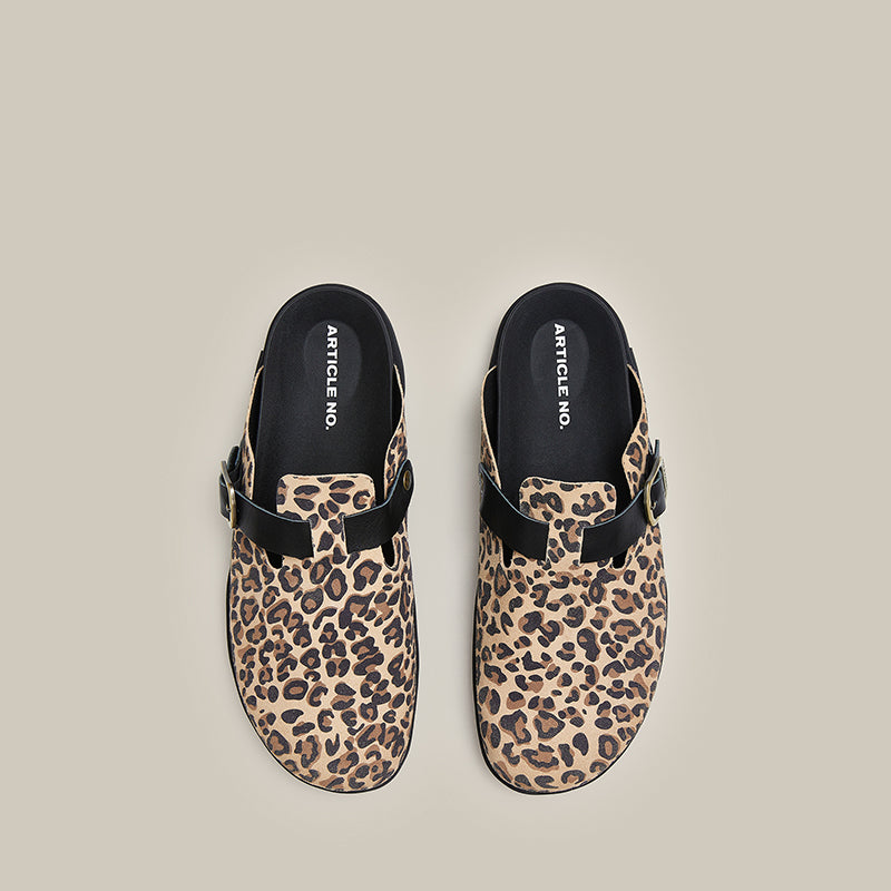 VAGABOND LEATHER LEOPARD DRIFT CLOGS
