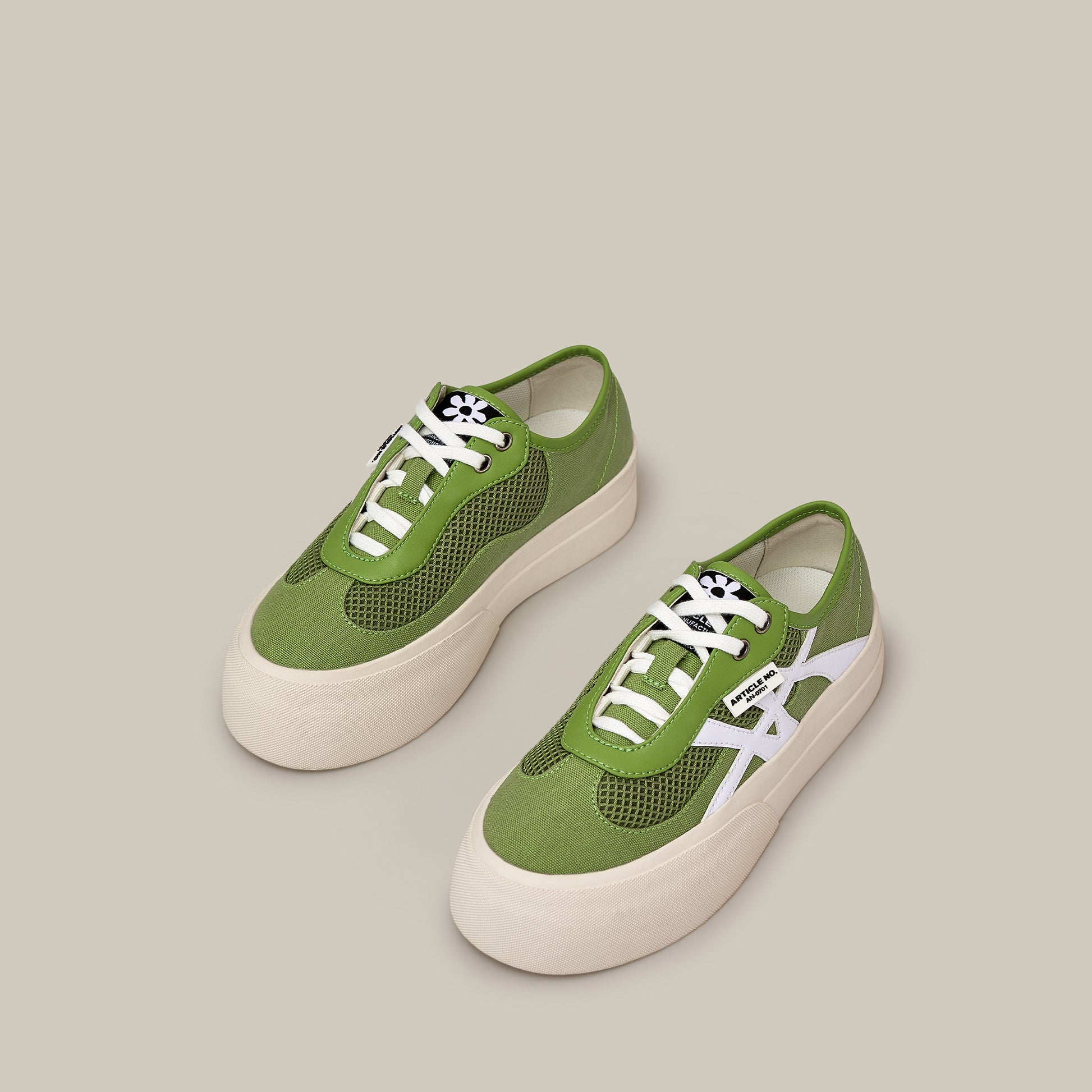 DOWNTOWN LOGO GREEN LOW-TOP SNEAKERS