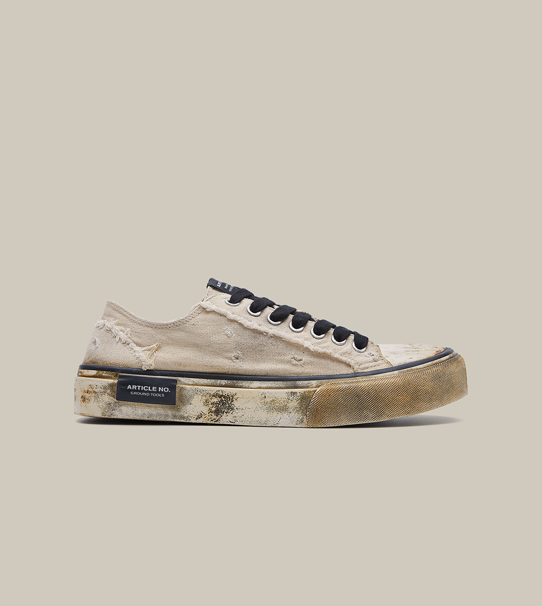 DISTRESSED LOW-TOP OFFWHITE SNEAKERS