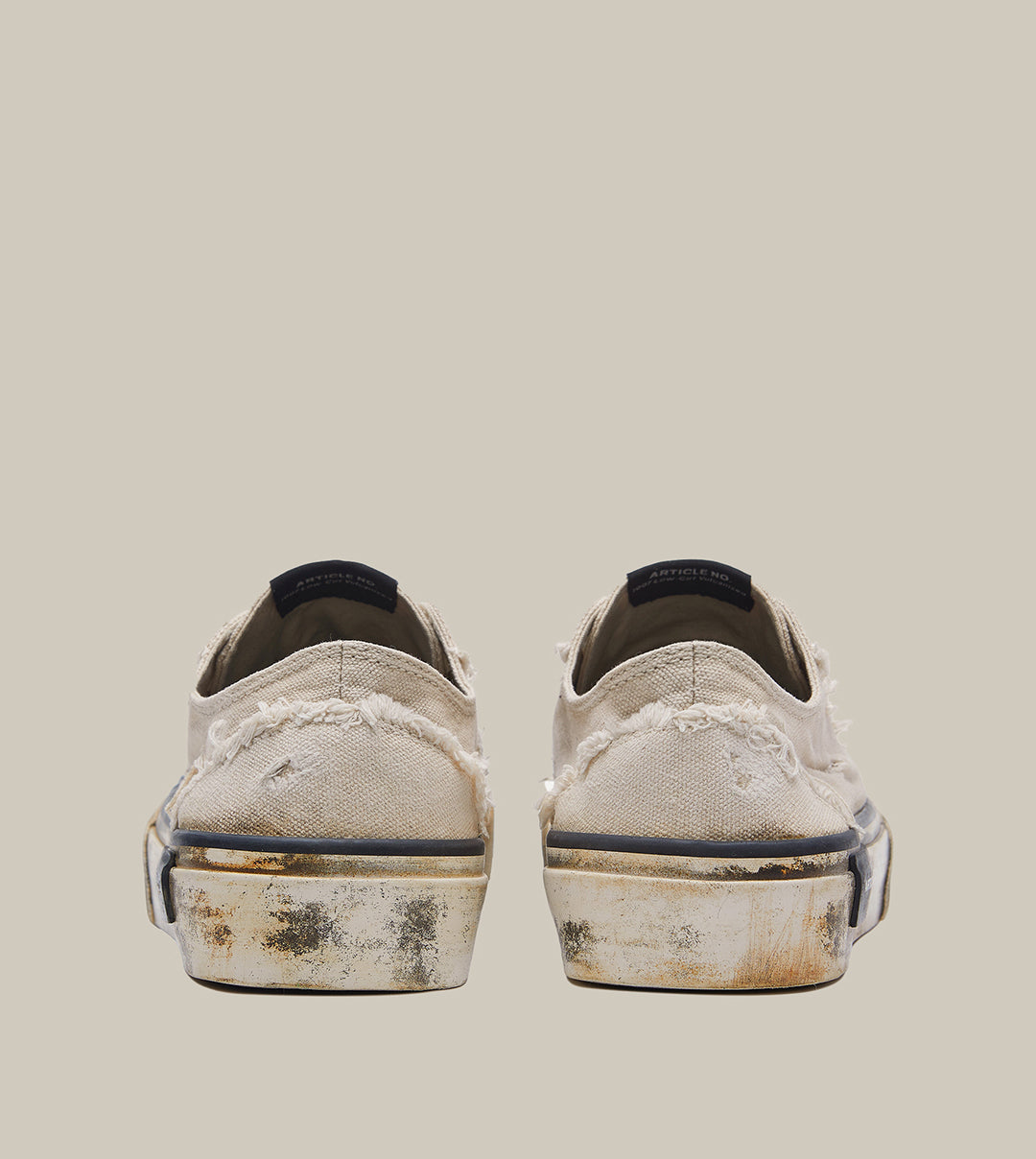 DISTRESSED LOW-TOP OFFWHITE SNEAKERS