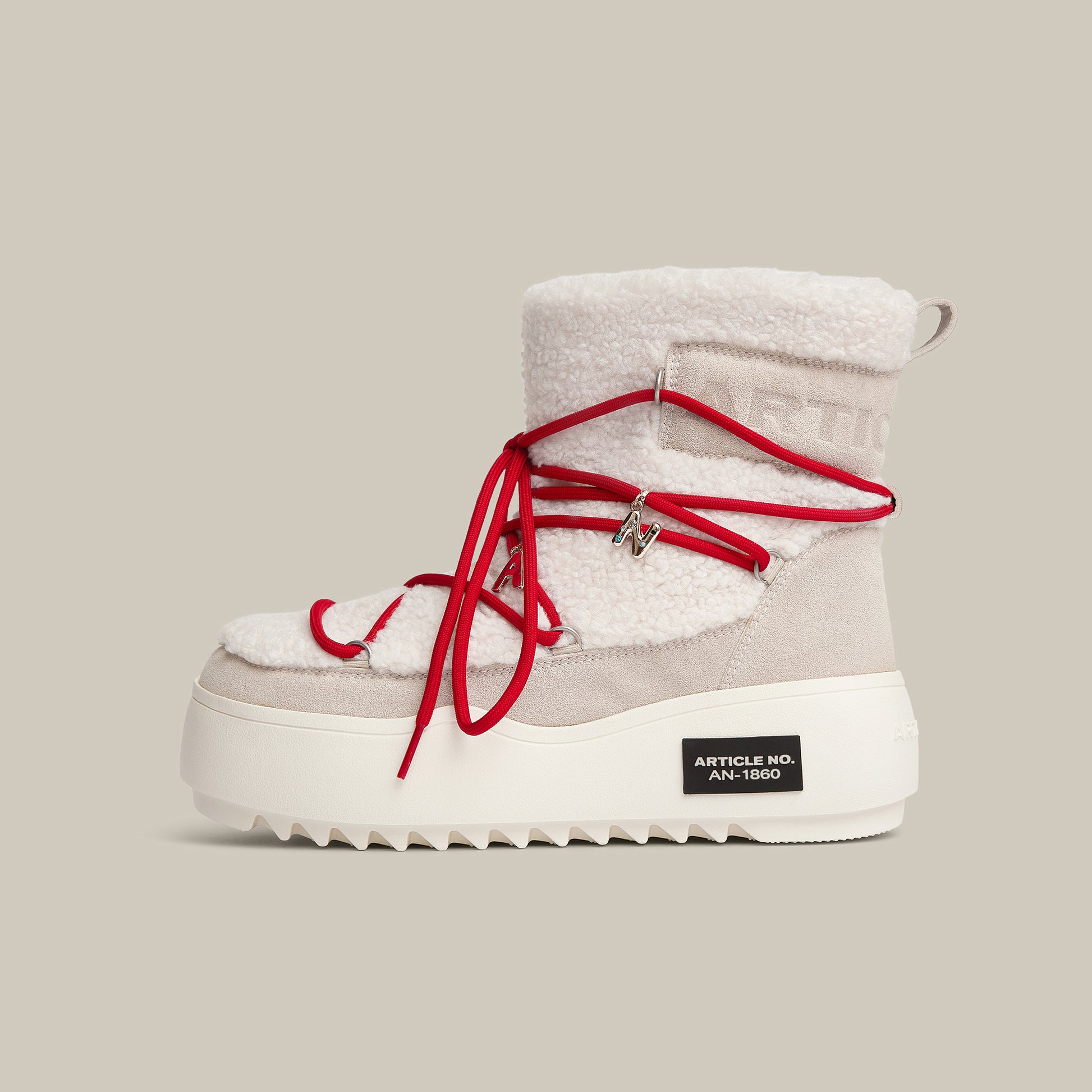 BURGER PLATFORM WHITE TEDDY SNOW BOOTS 65mm