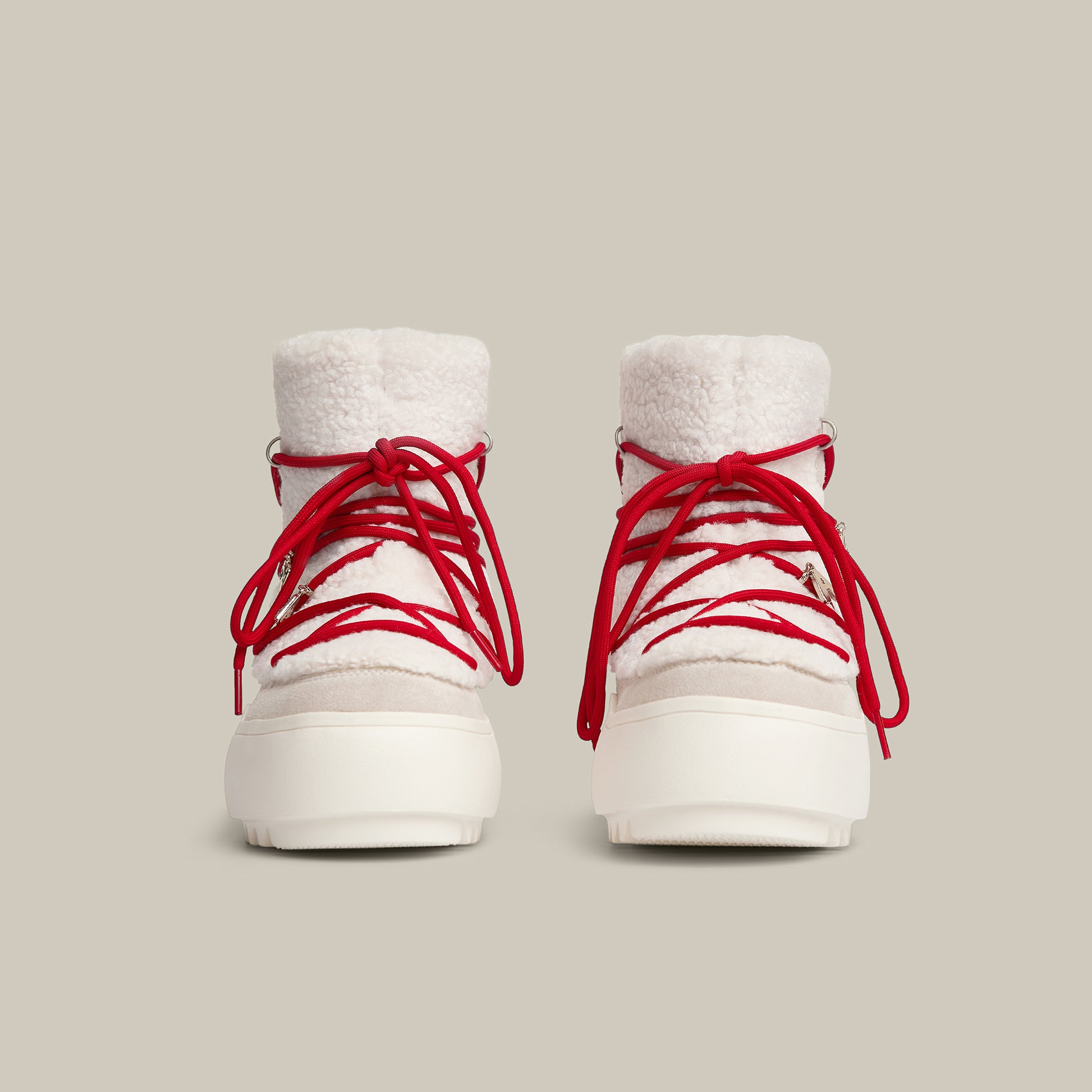 BURGER PLATFORM WHITE TEDDY SNOW BOOTS 65mm