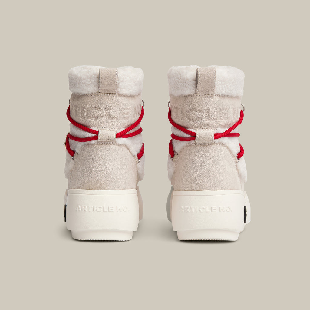 BURGER PLATFORM WHITE TEDDY SNOW BOOTS 65mm