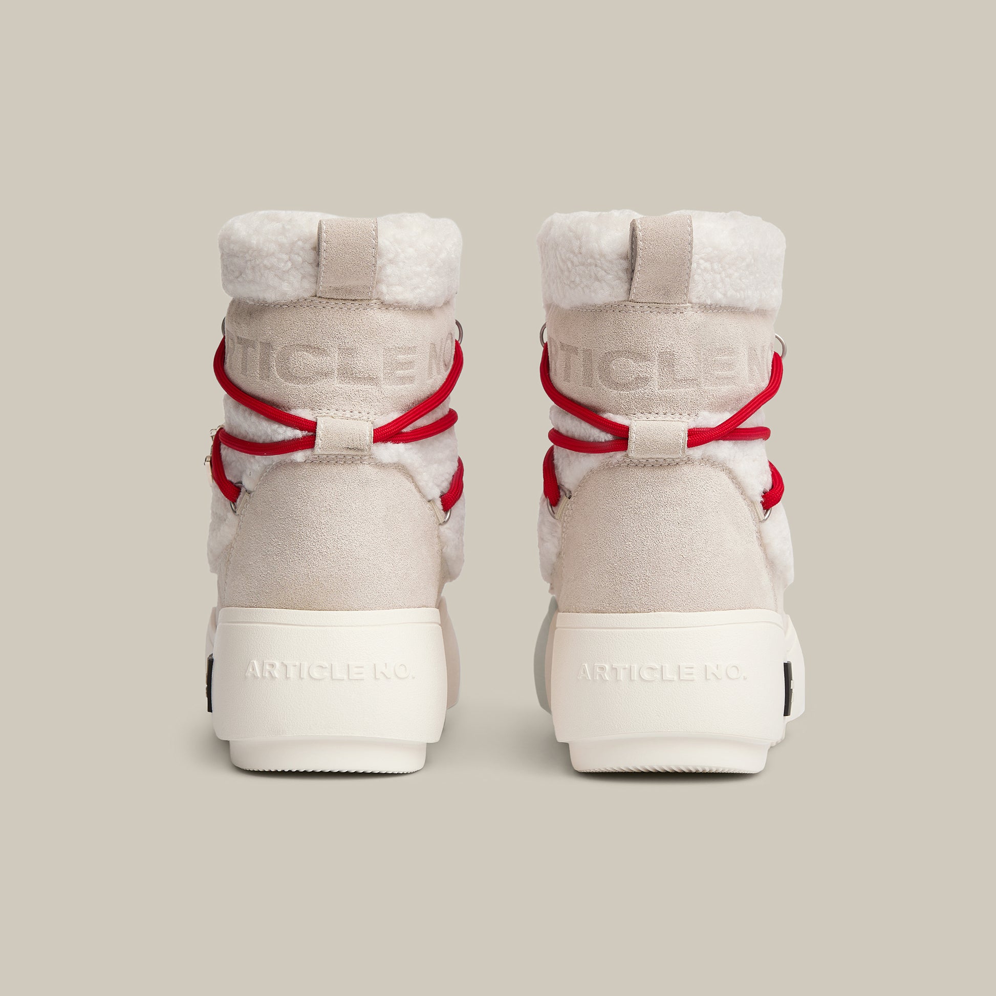 BURGER PLATFORM WHITE TEDDY SNOW BOOTS 65mm
