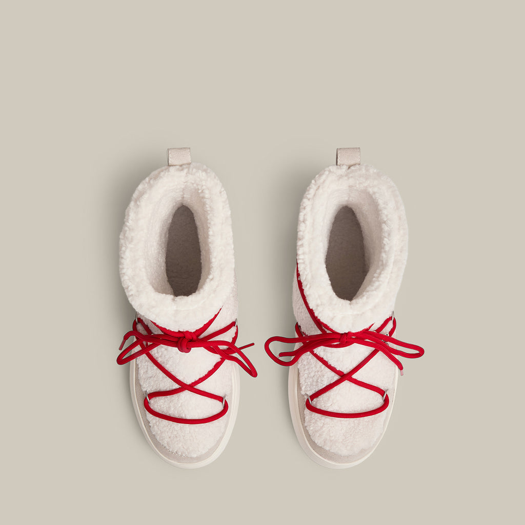 BURGER PLATFORM WHITE TEDDY SNOW BOOTS 65mm