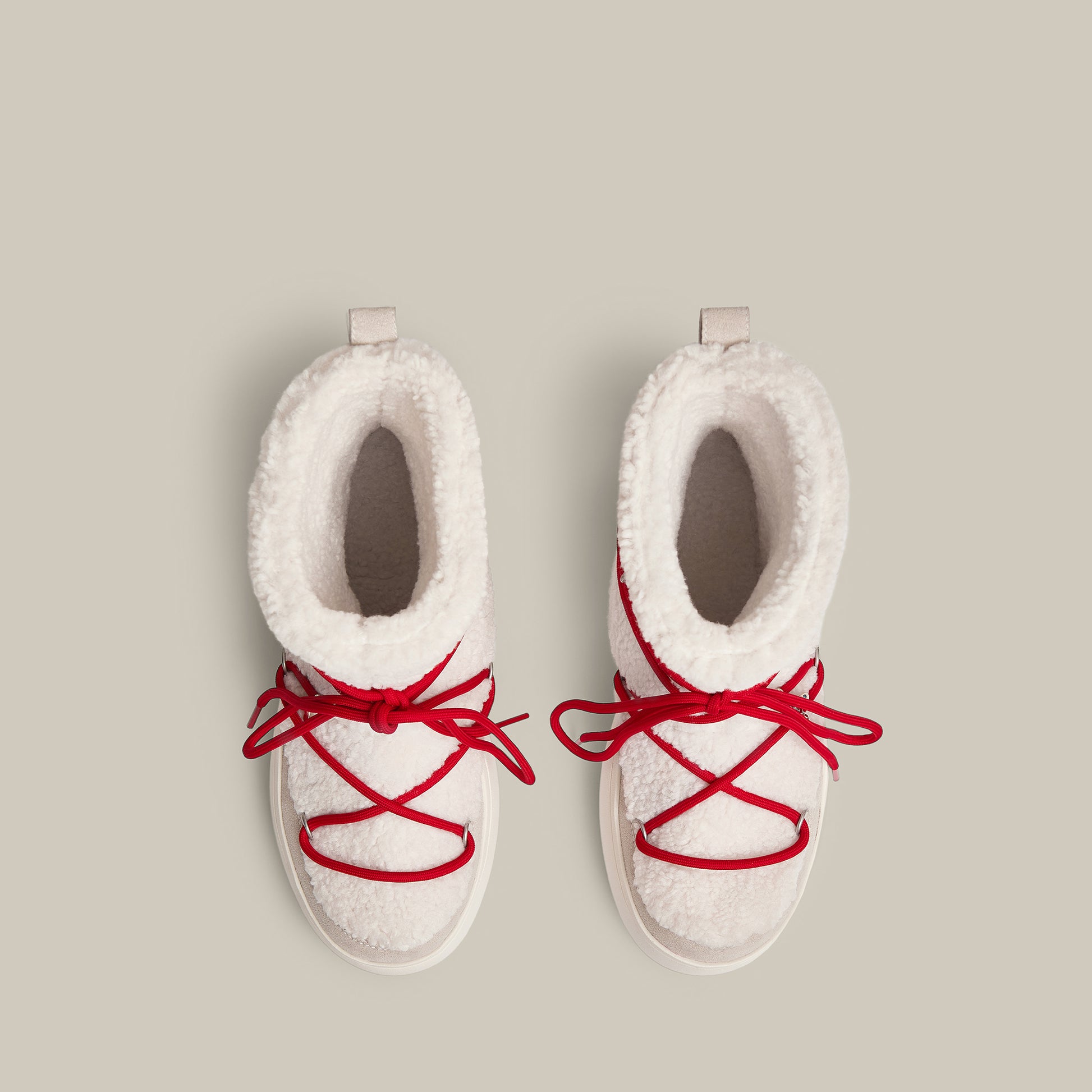BURGER PLATFORM WHITE TEDDY SNOW BOOTS 65mm