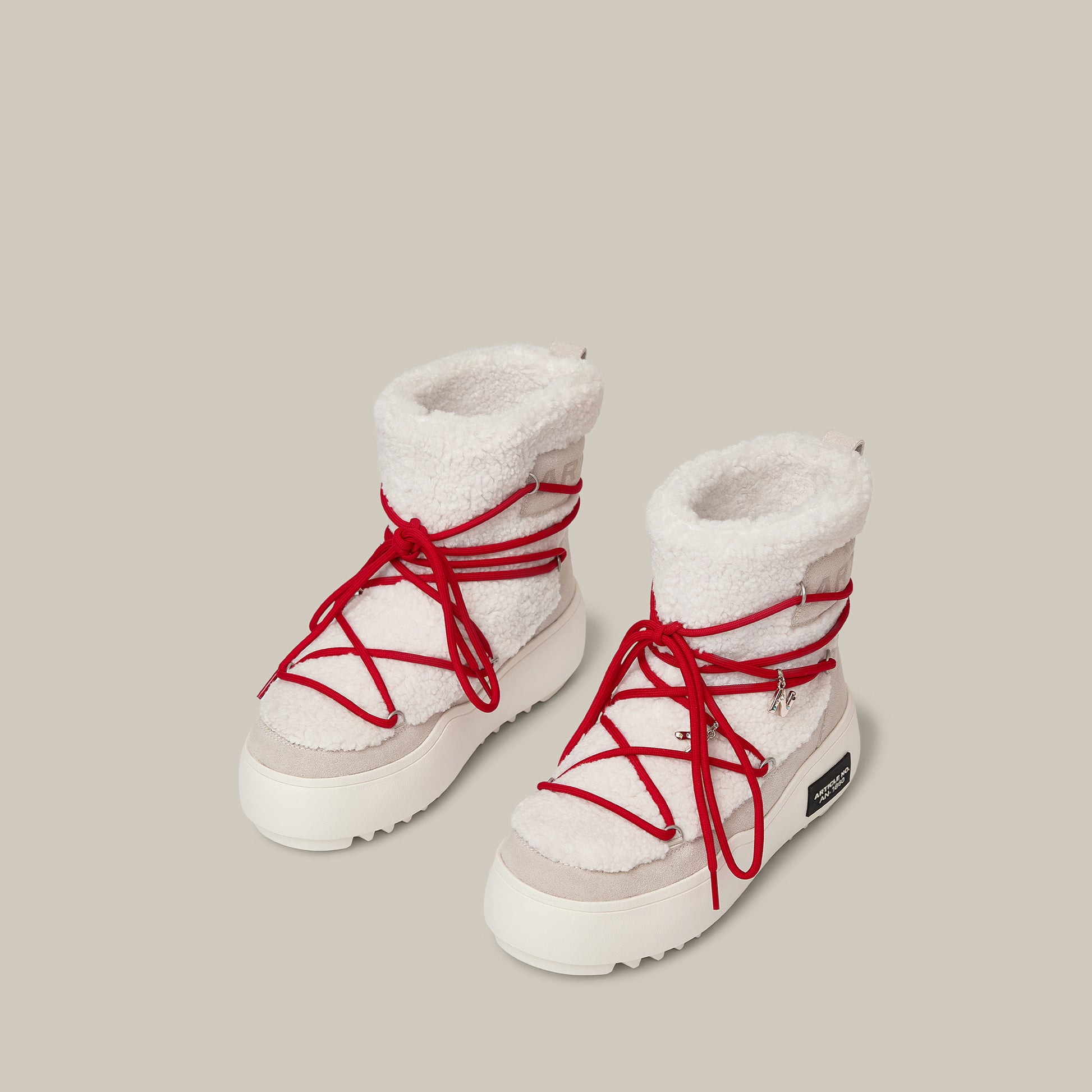 BURGER PLATFORM WHITE TEDDY SNOW BOOTS 65mm