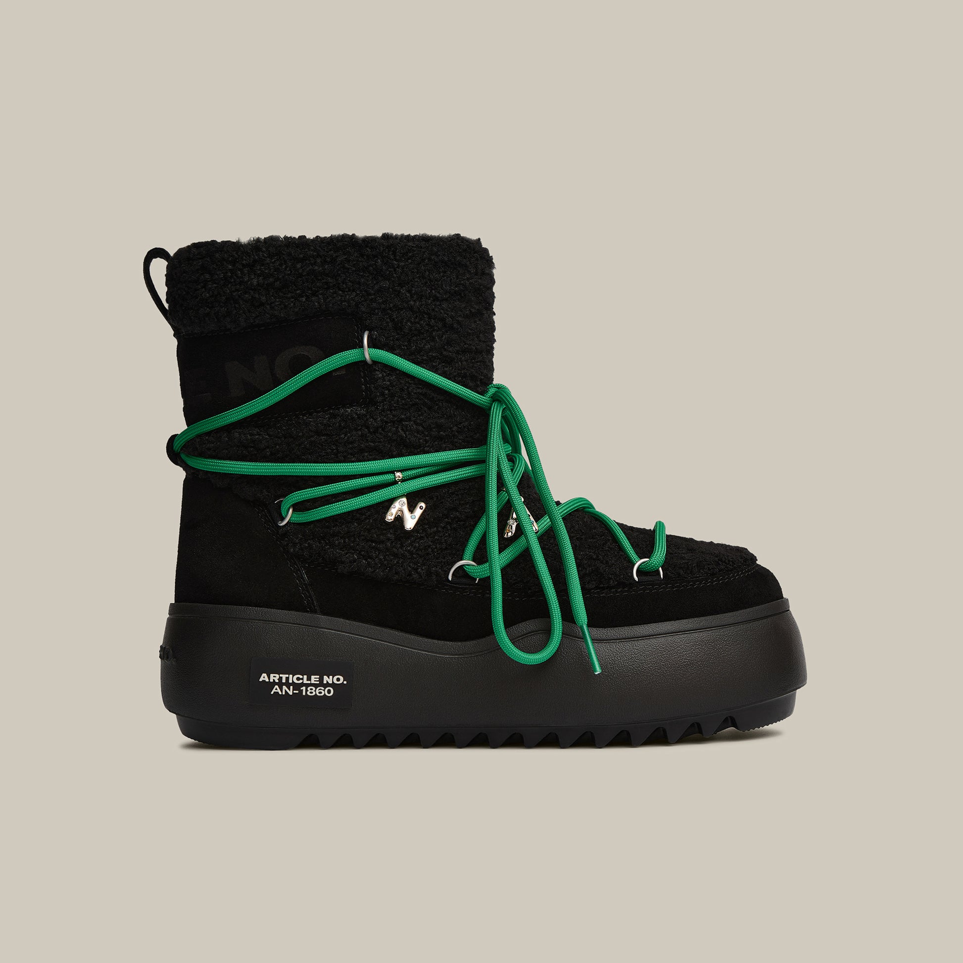 BURGER PLATFORM BLACK TEDDY SNOW BOOTS 65mm