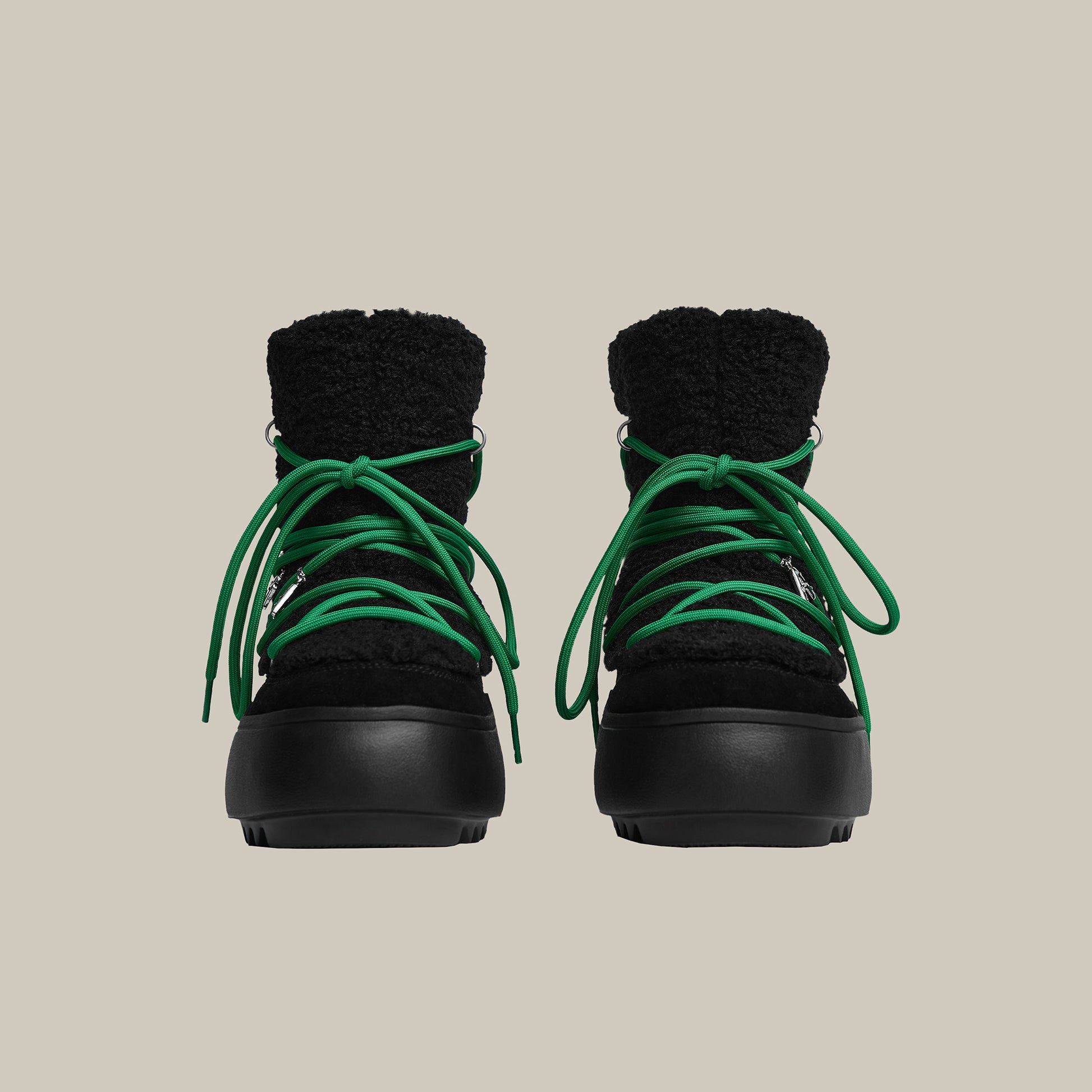 BURGER PLATFORM BLACK TEDDY SNOW BOOTS 65mm