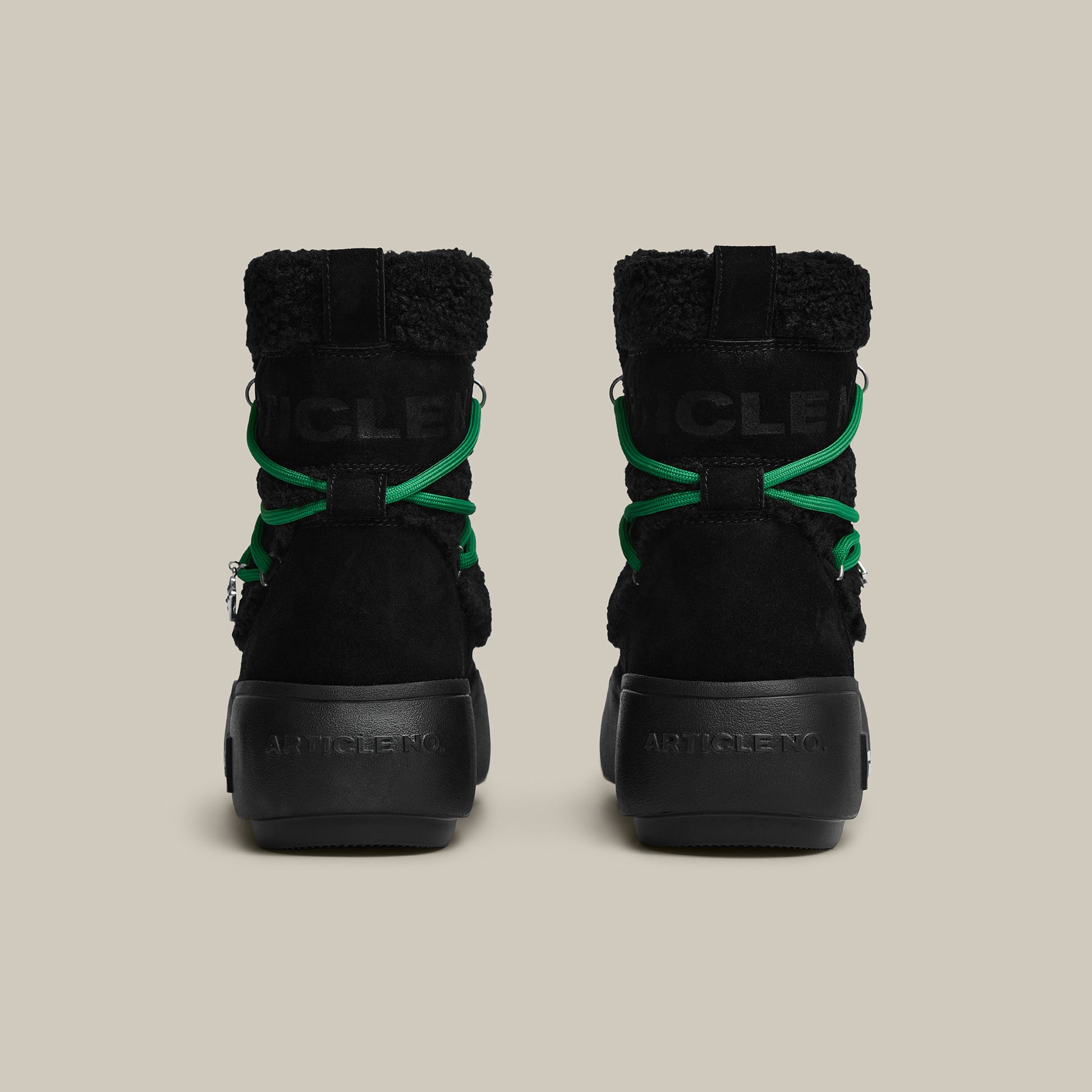 BURGER PLATFORM BLACK TEDDY SNOW BOOTS 65mm