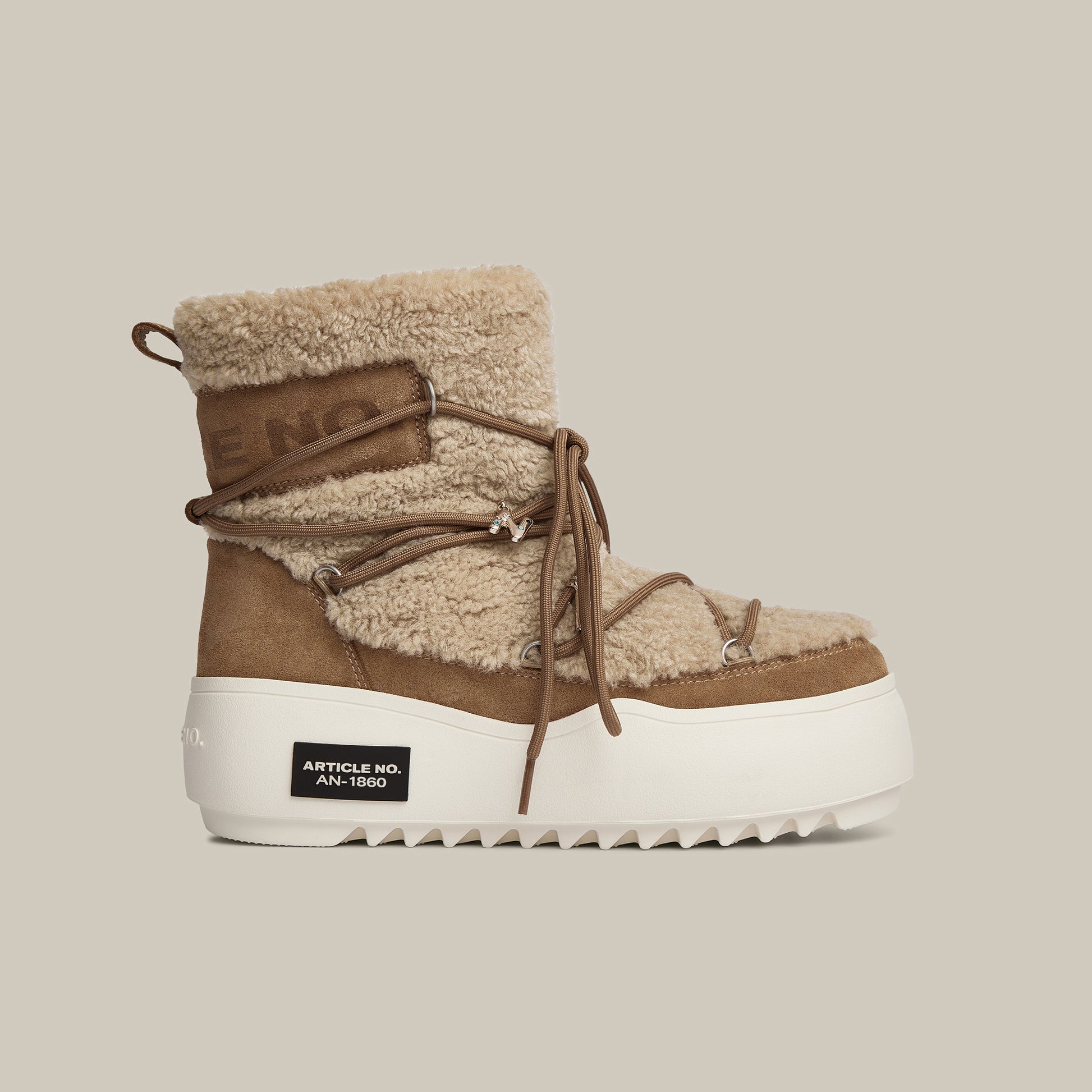 BURGER PLATFORM BEIGE TEDDY SNOW BOOTS 65mm