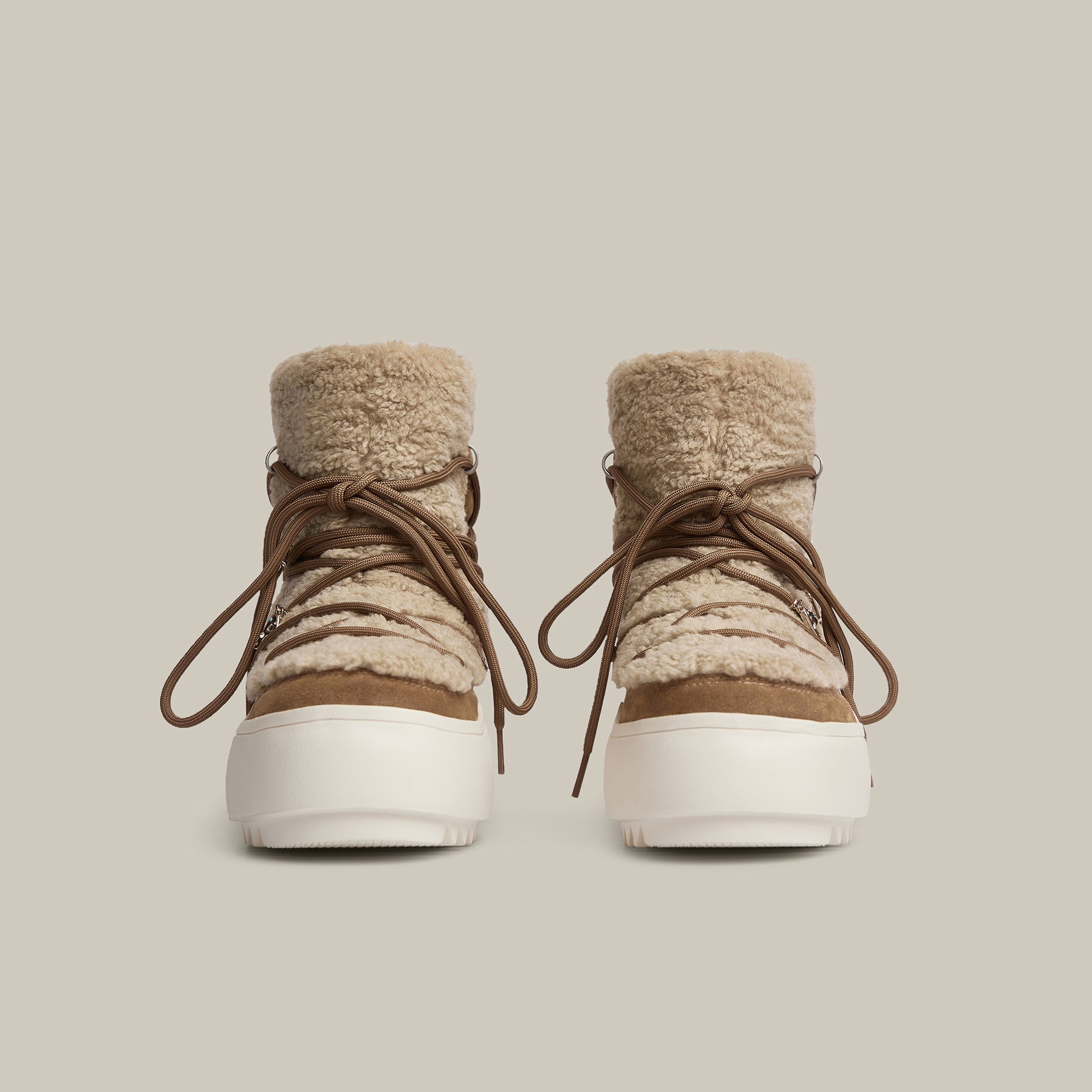 BURGER PLATFORM BEIGE TEDDY SNOW BOOTS 65mm