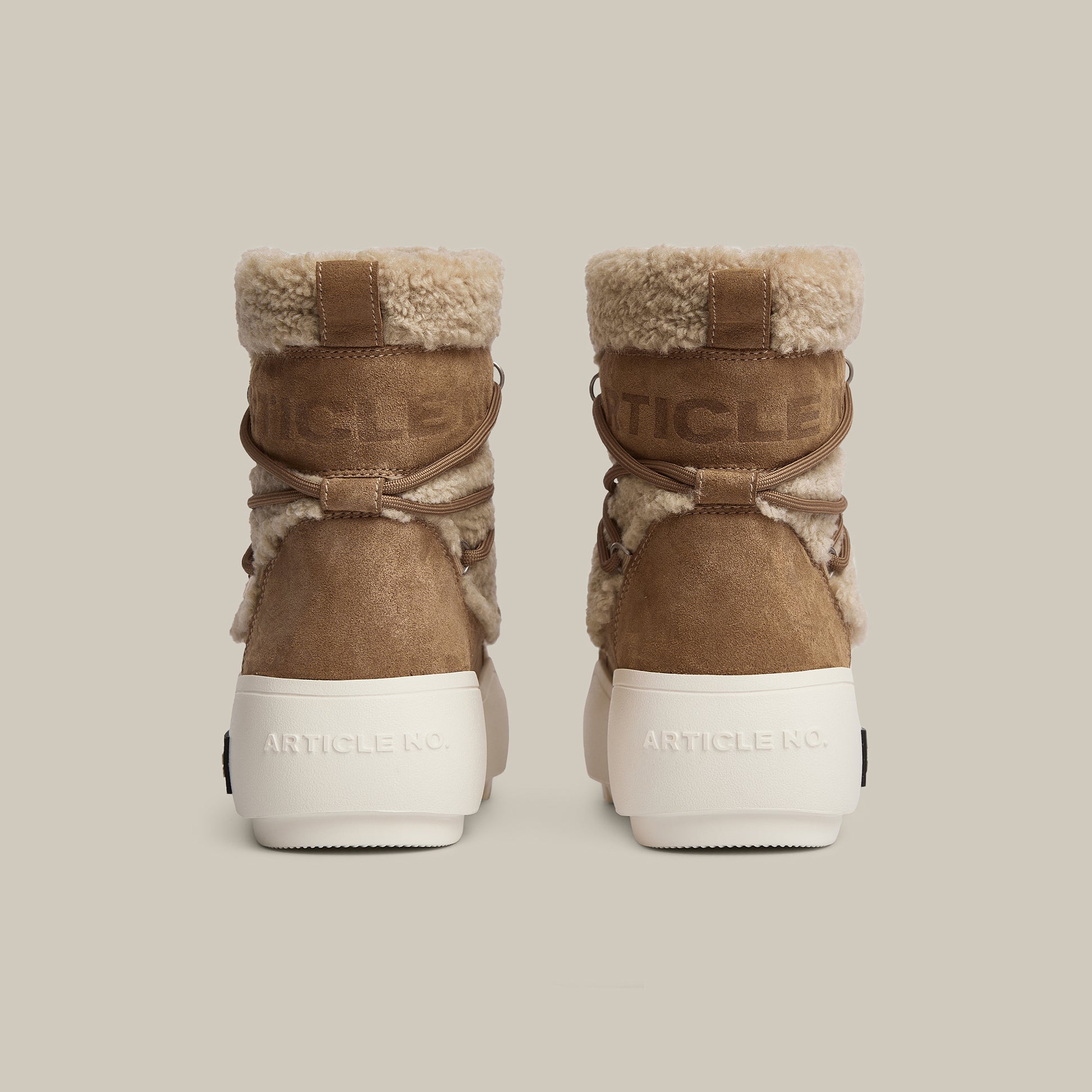 BURGER PLATFORM BEIGE TEDDY SNOW BOOTS 65mm